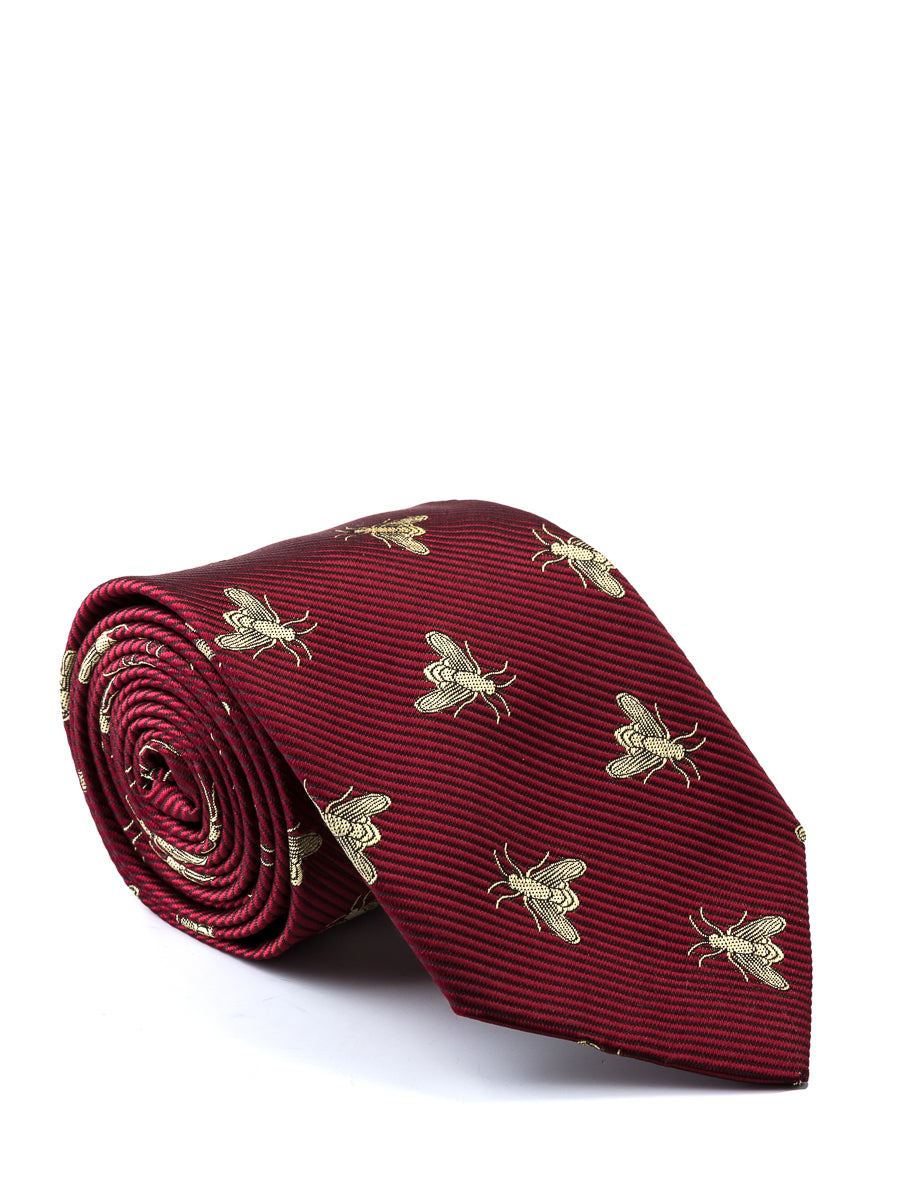 Red Gold Bees Silk Tie