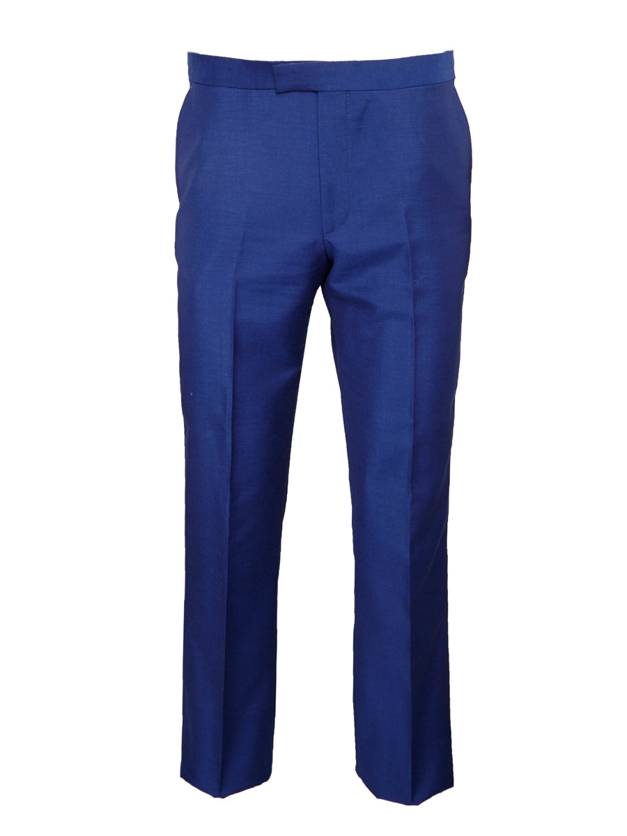 Azure Tonic Mohair Wool Flat-Front Trouser