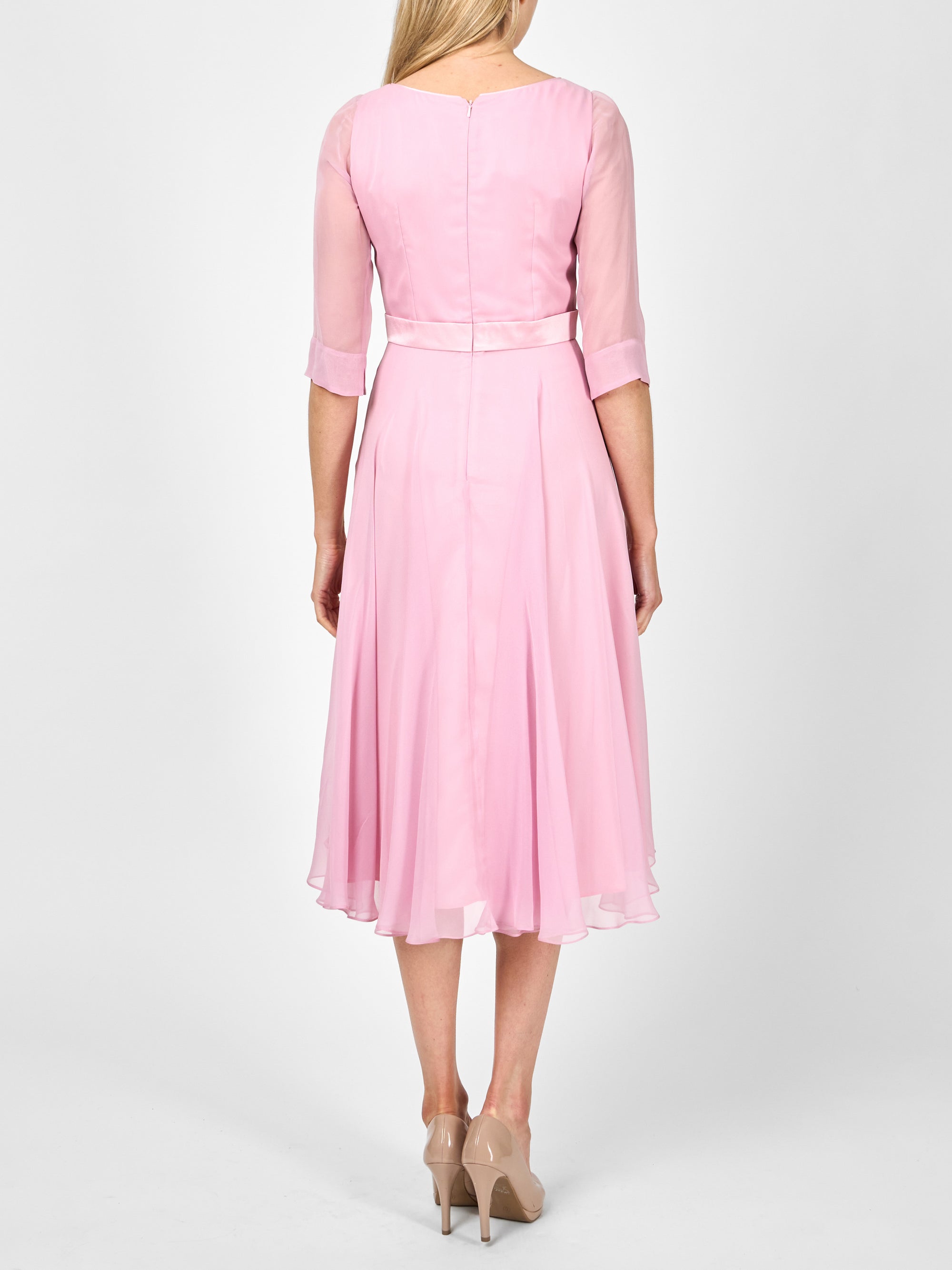 Serena Circle Dress Longer Rose Quartz Silk Georgette