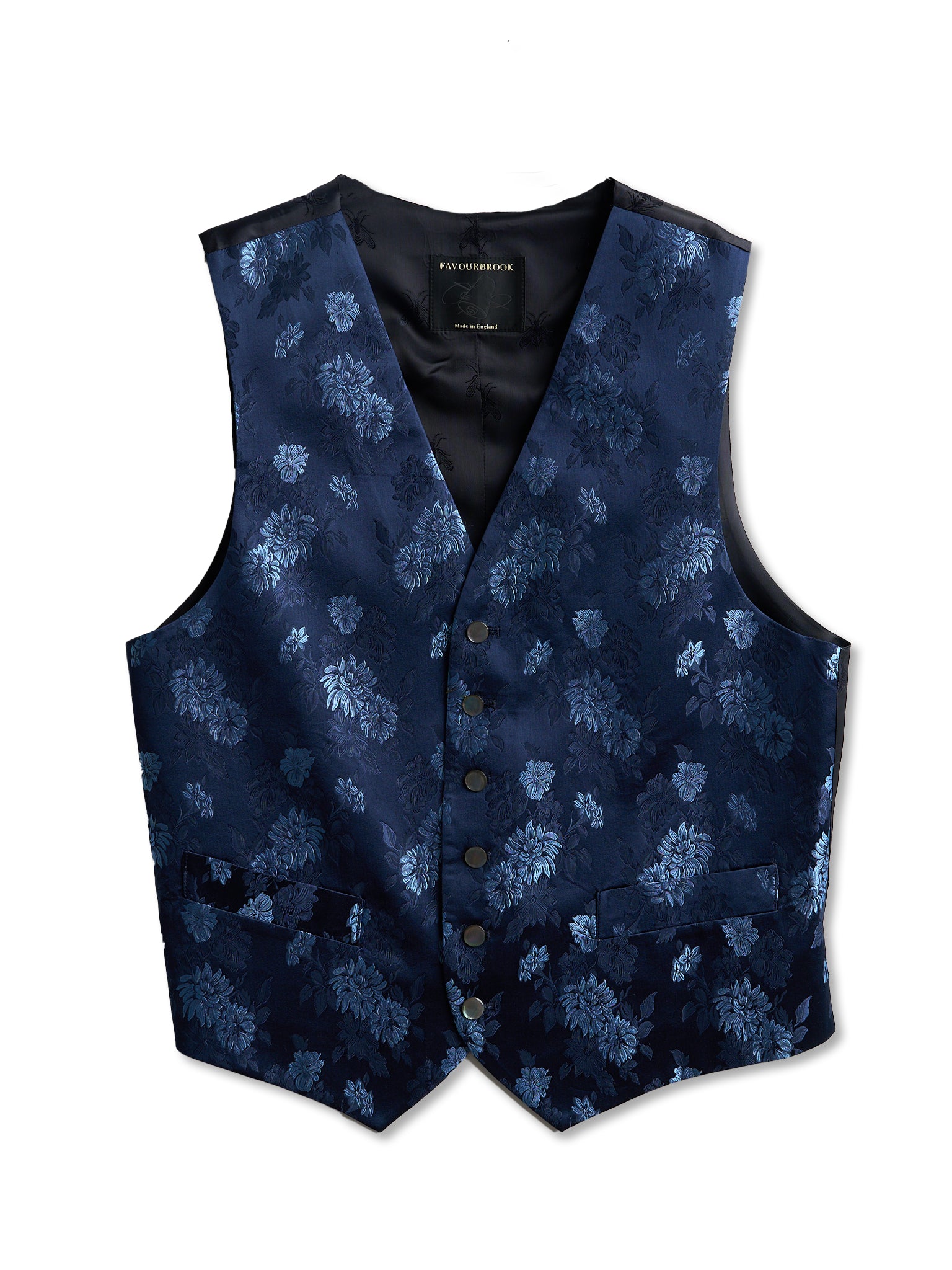 Blue Bourgainville Silk Single Breasted Waistcoat