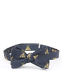 Navy Gold Bees Silk Large Party Bow Tie