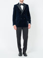 Navy Velvet Cotton Double Breasted Dinner Jacket