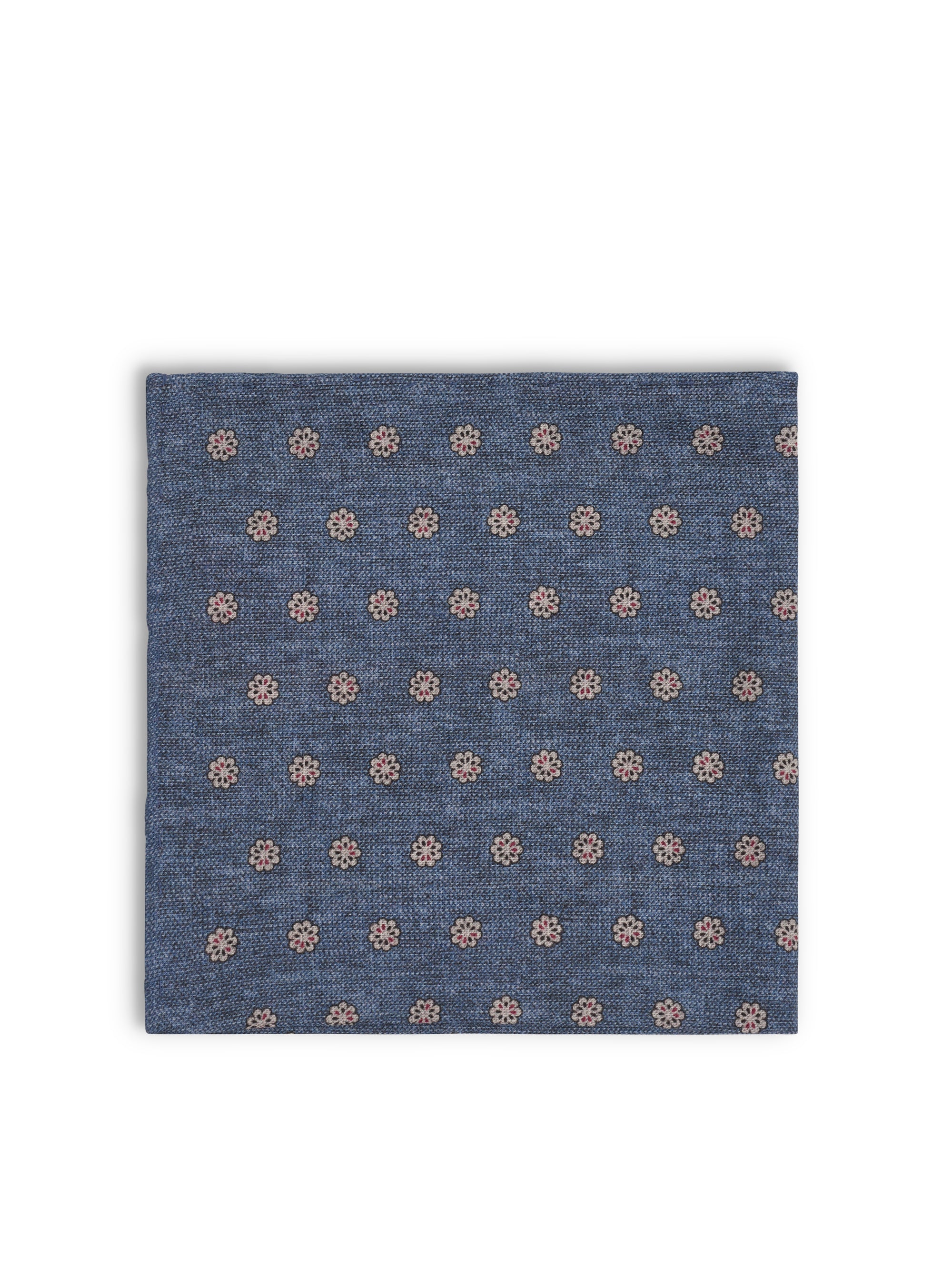 Blue Monmouth Cotton/Wool Pocket Square
