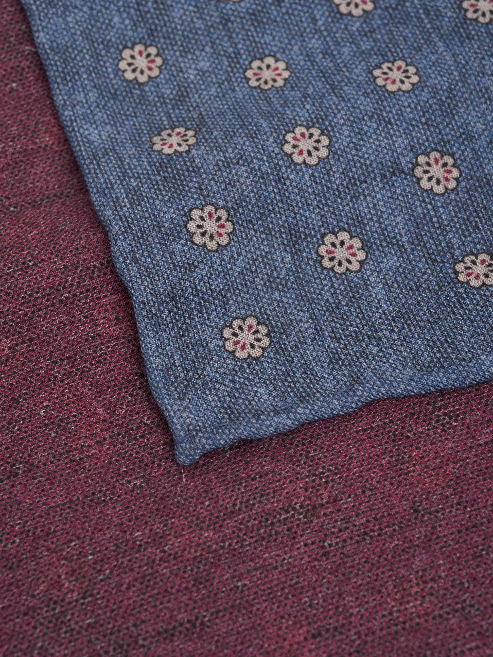 Blue Monmouth Cotton/Wool Pocket Square