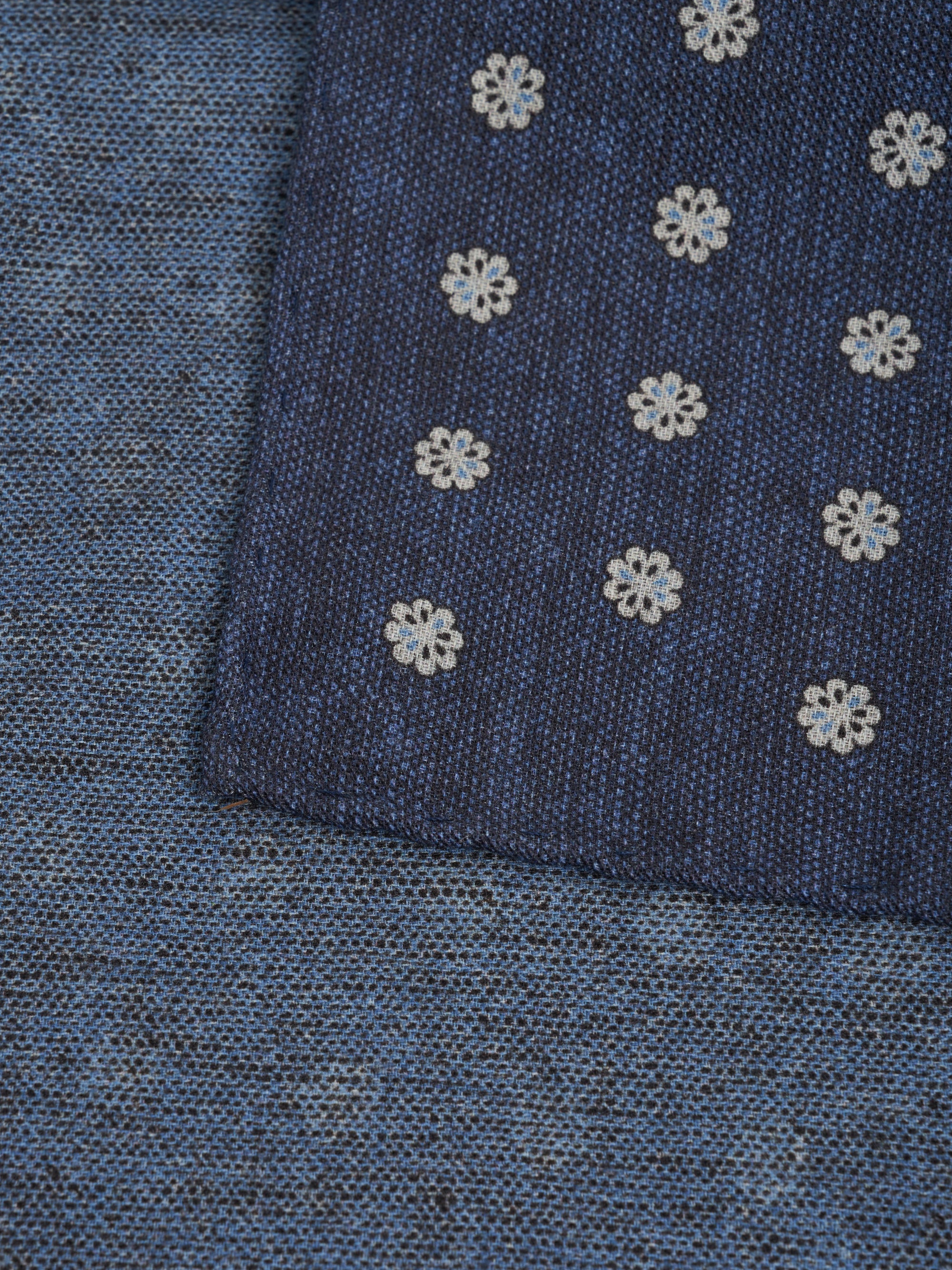 Navy Monmouth Cotton/Wool Pocket Square