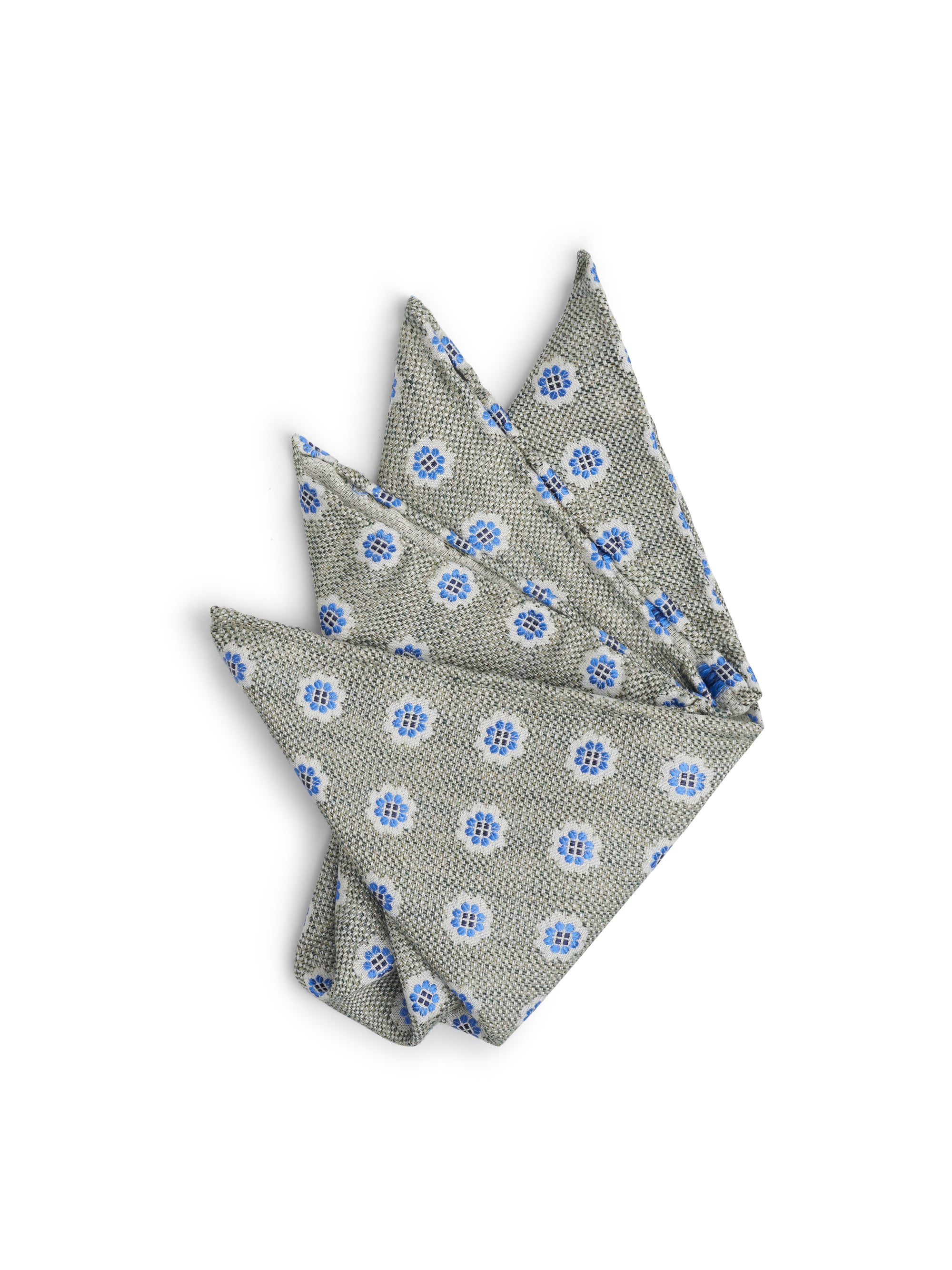 Green Selworthy Silk/Cotton Pocket Square