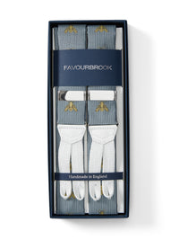 Powder Blue Gold Bees Silk Braces