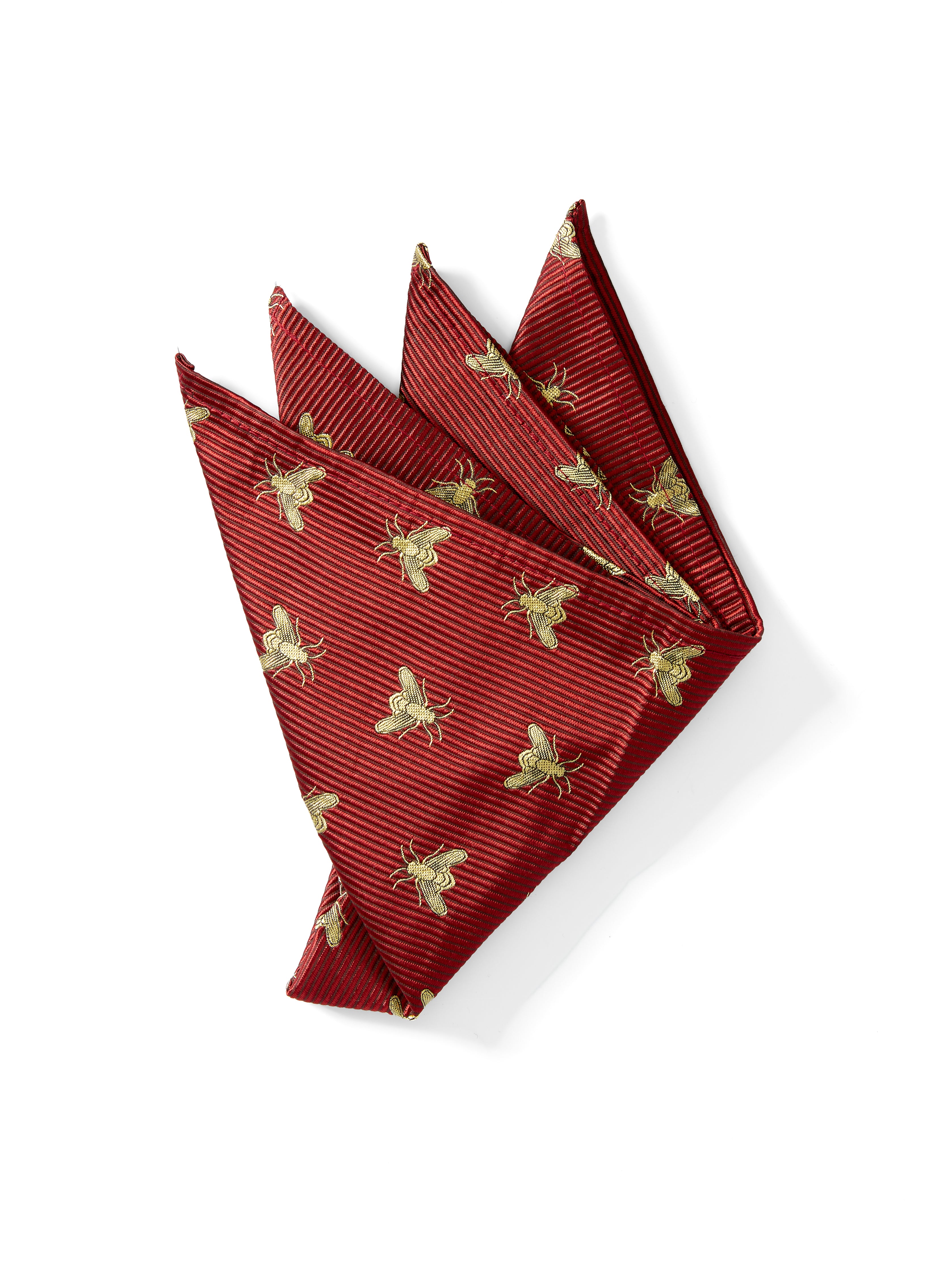 Red Gold Bees Silk Pocket Square