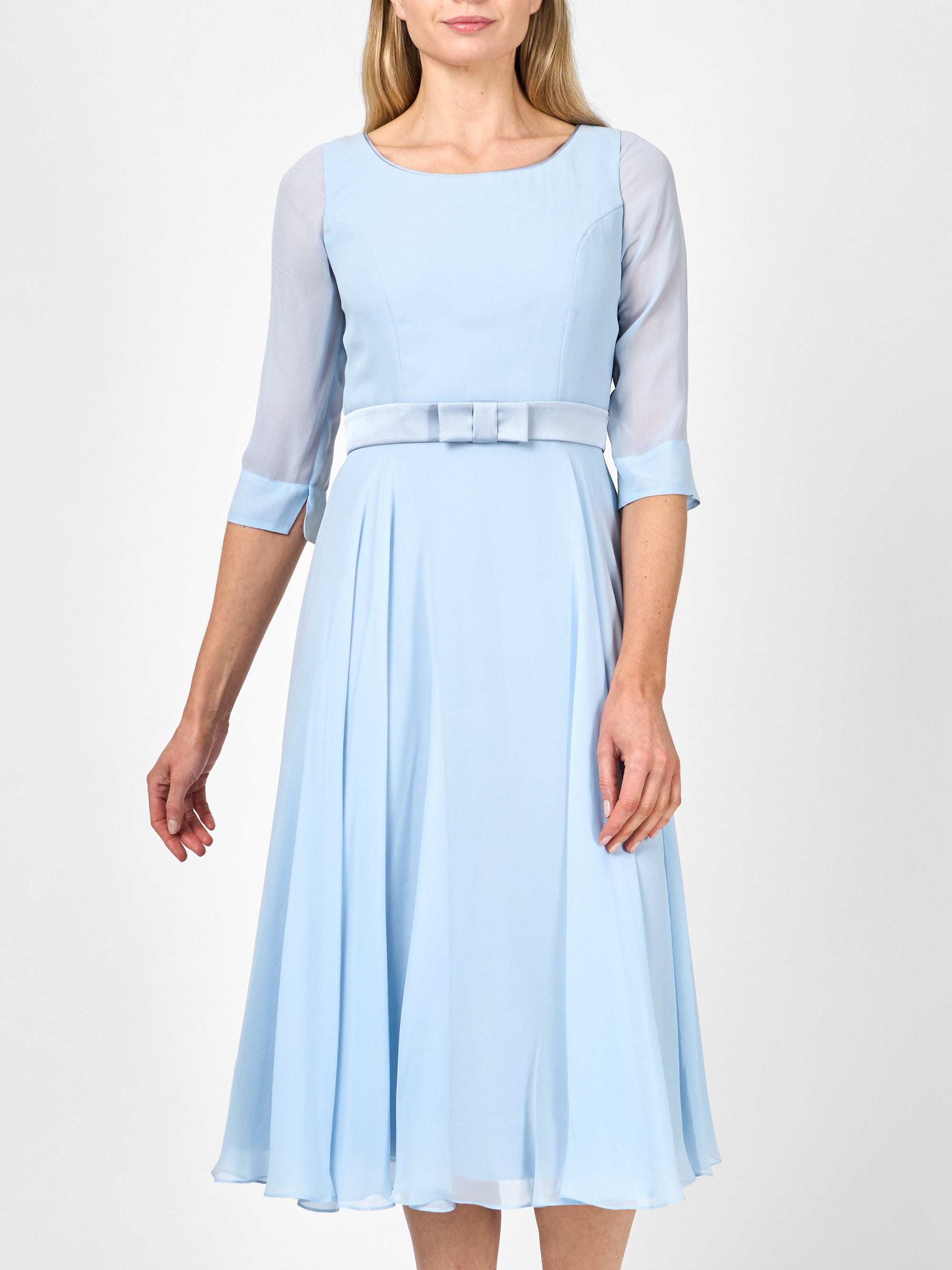 Serena Circle Dress Longer Pale Blue Silk Georgette