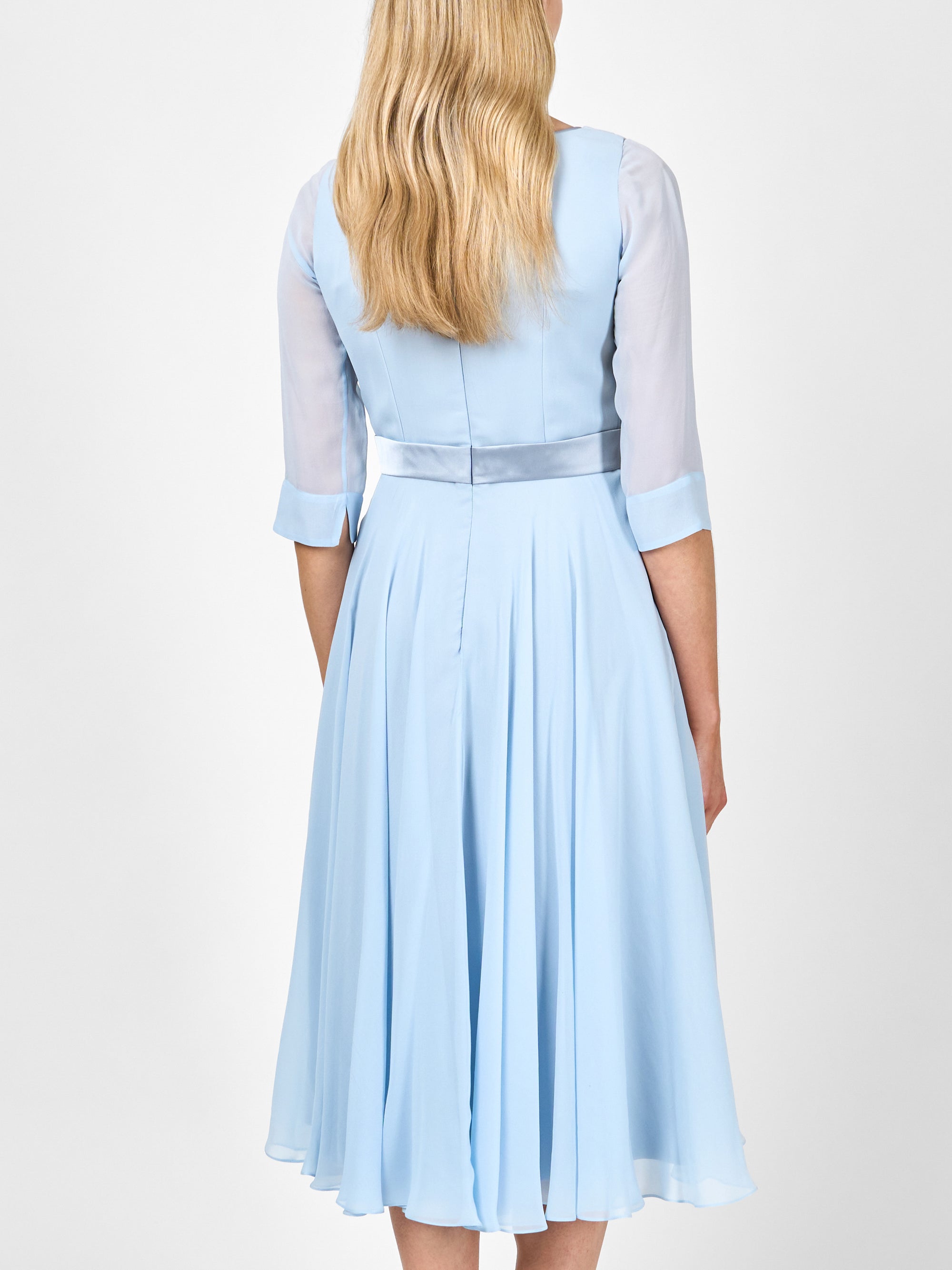 Serena Circle Dress Longer Pale Blue Silk Georgette