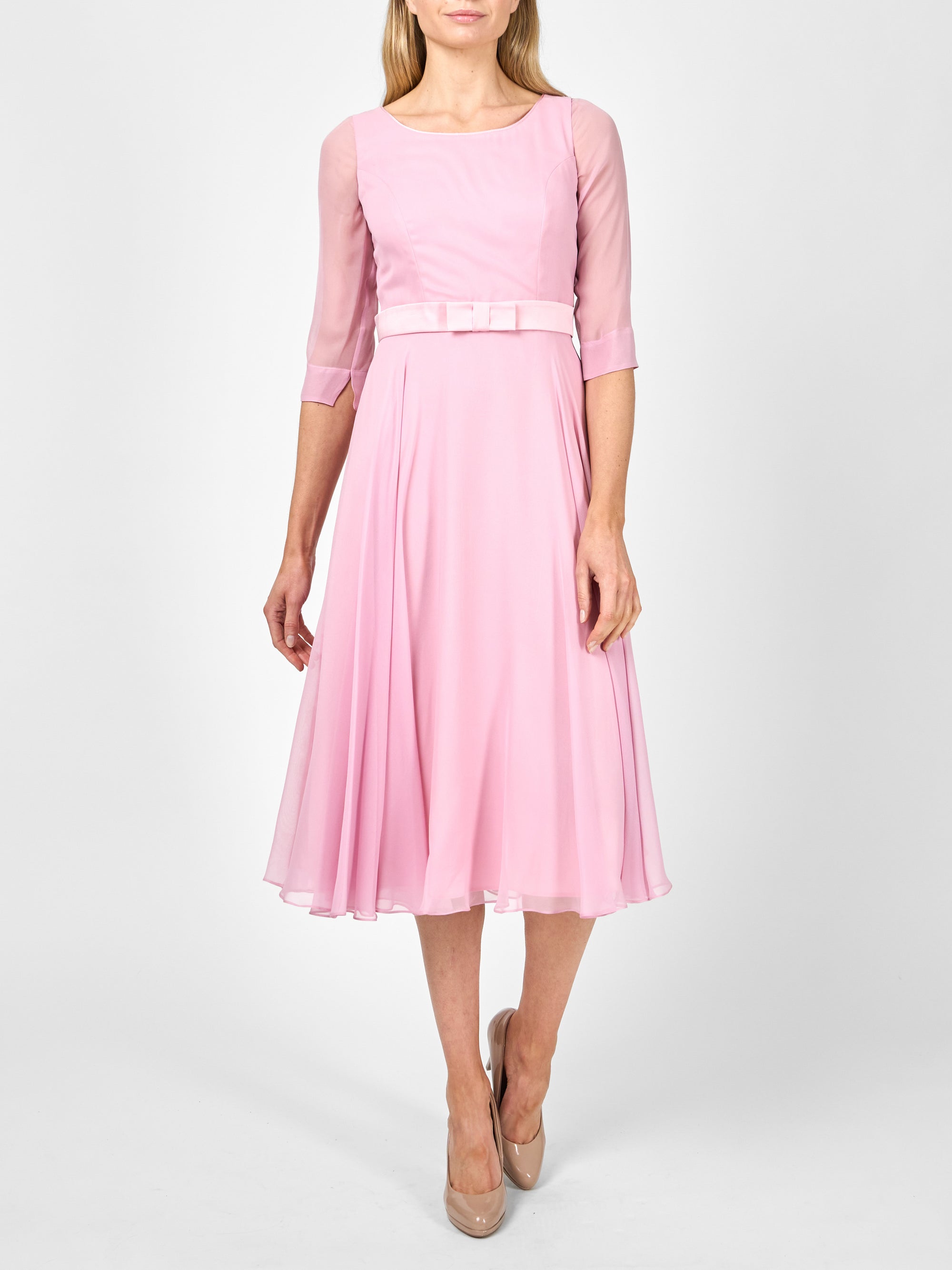 Serena Circle Dress Longer Rose Quartz Silk Georgette