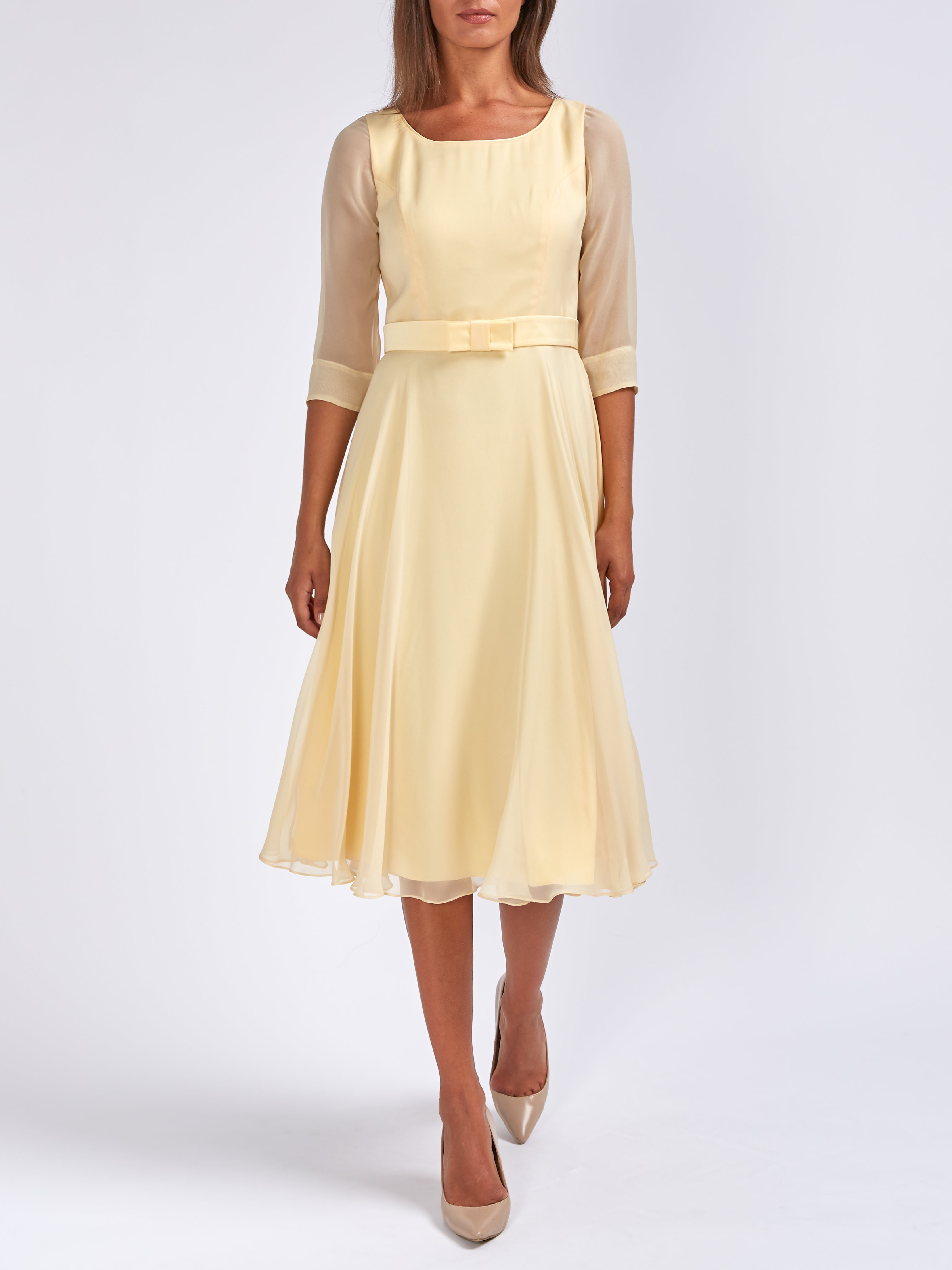 Serena Circle Dress Buttermilk Plain Silk Georgette