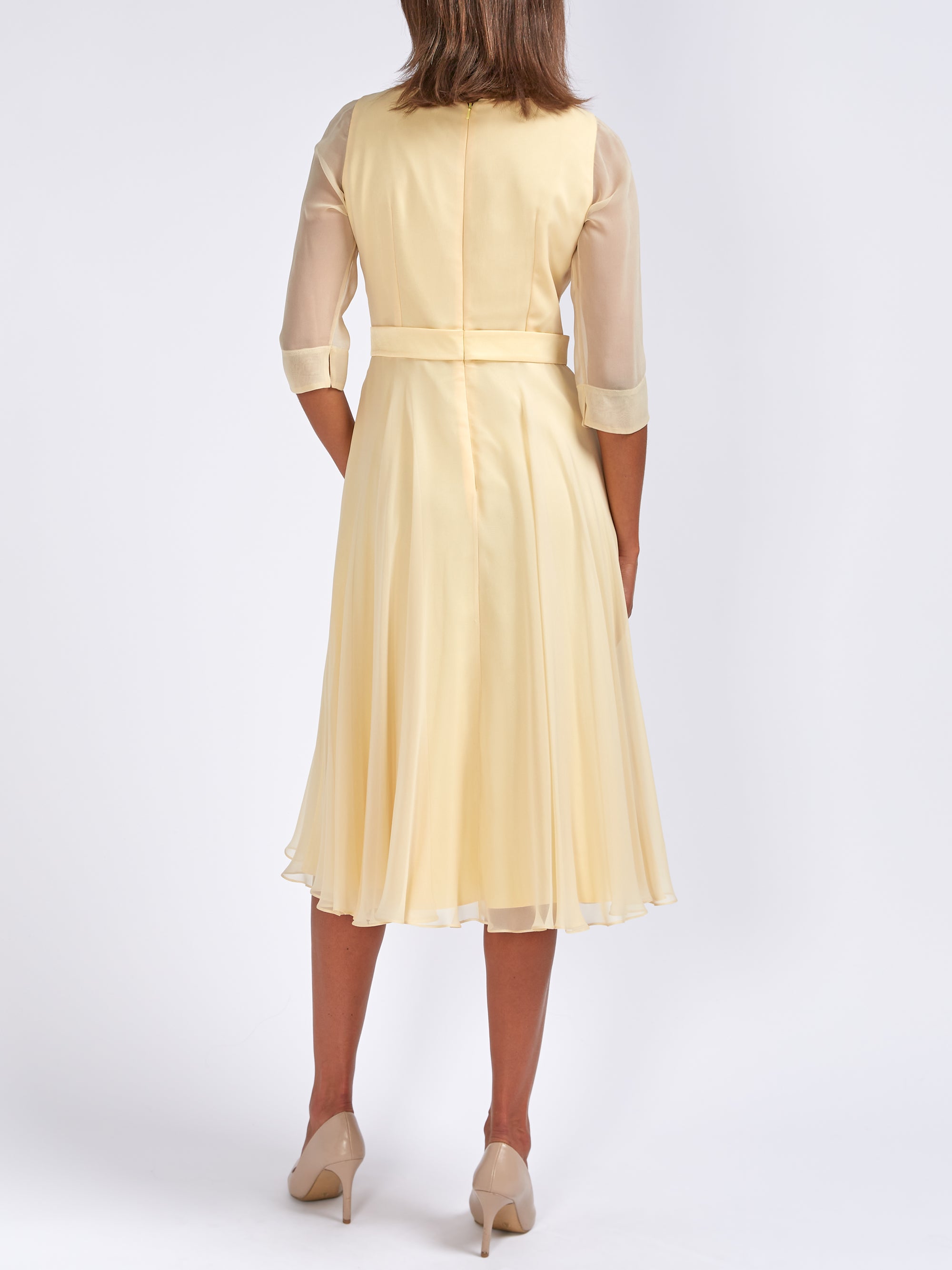 Buttermilk Yellow Silk Georgette Serena Circle Dress – Favourbrook