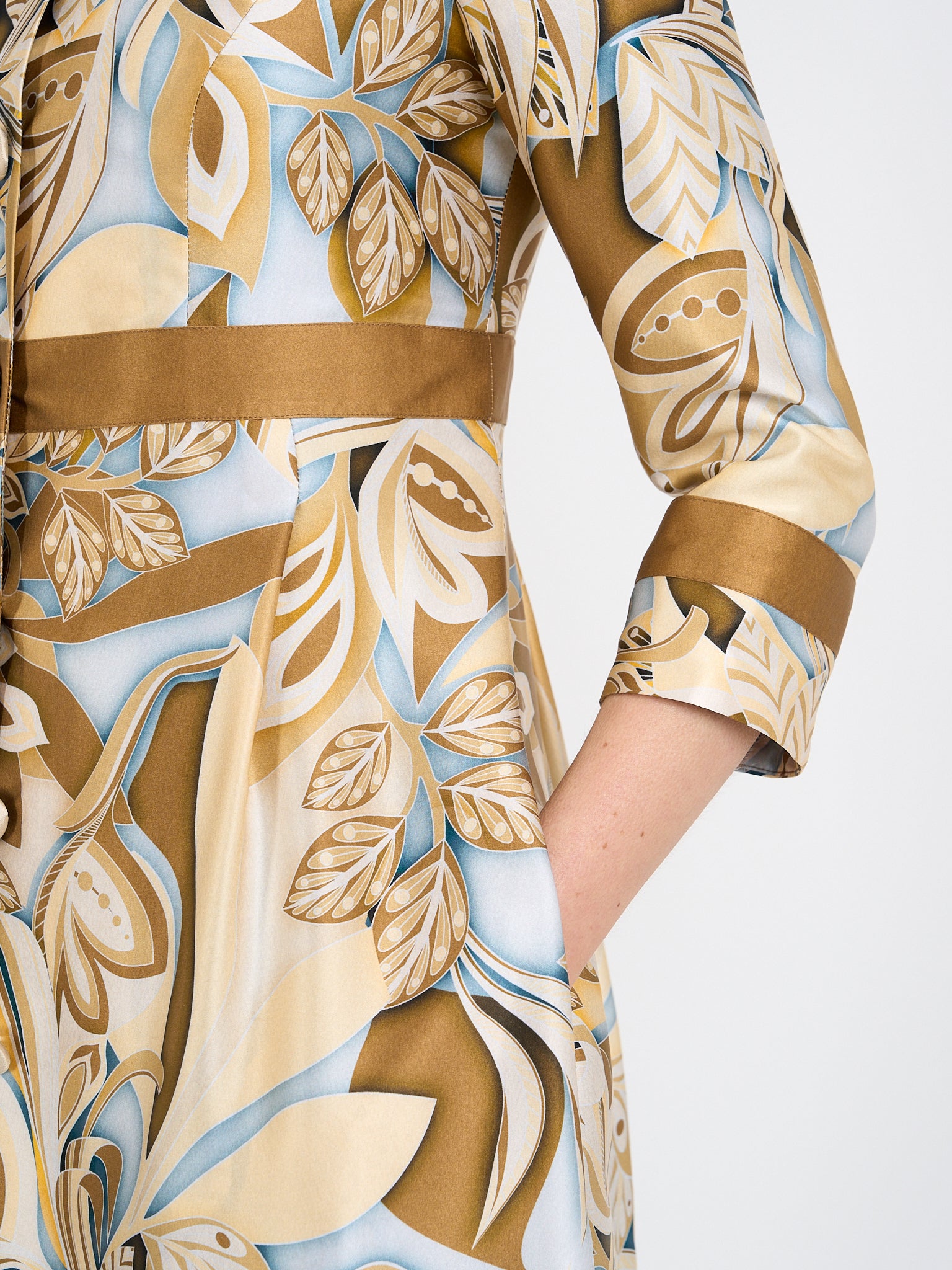 Araminta Coat Taupe Valence Silk Satin