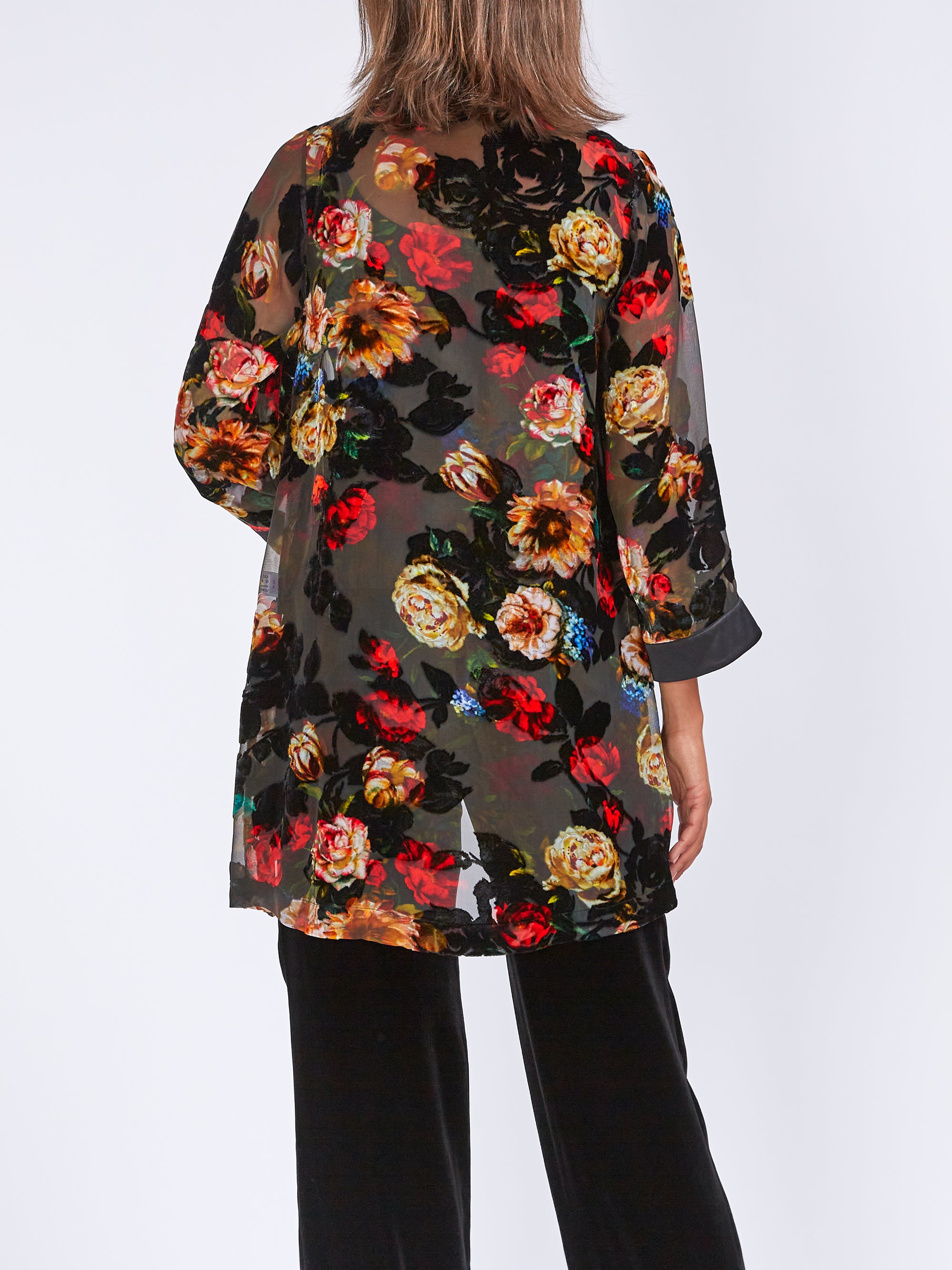 Kemi Jacket Black Red Carrick Silk Devore Chiffon