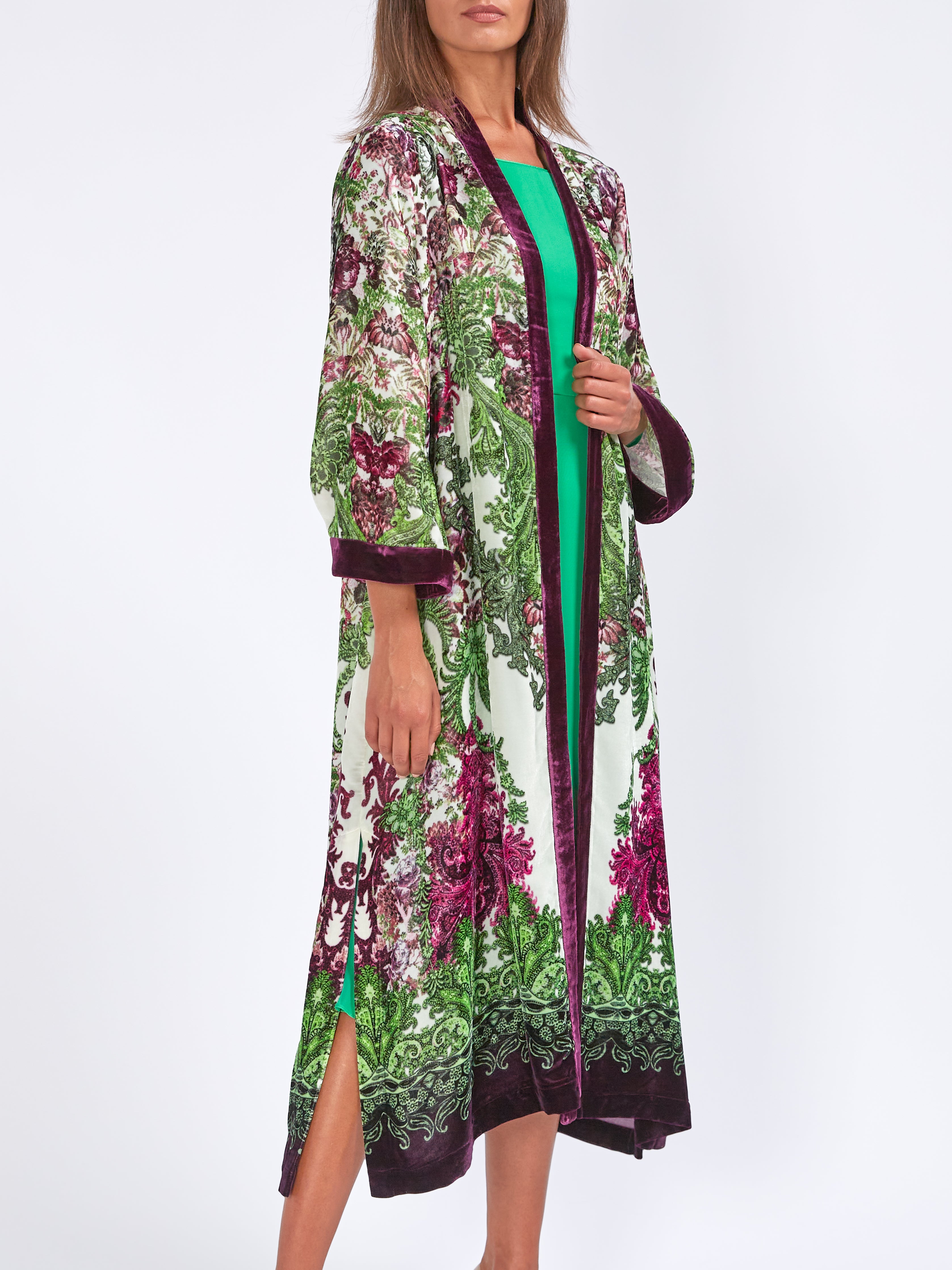 Long silk hot sale kimono jacket