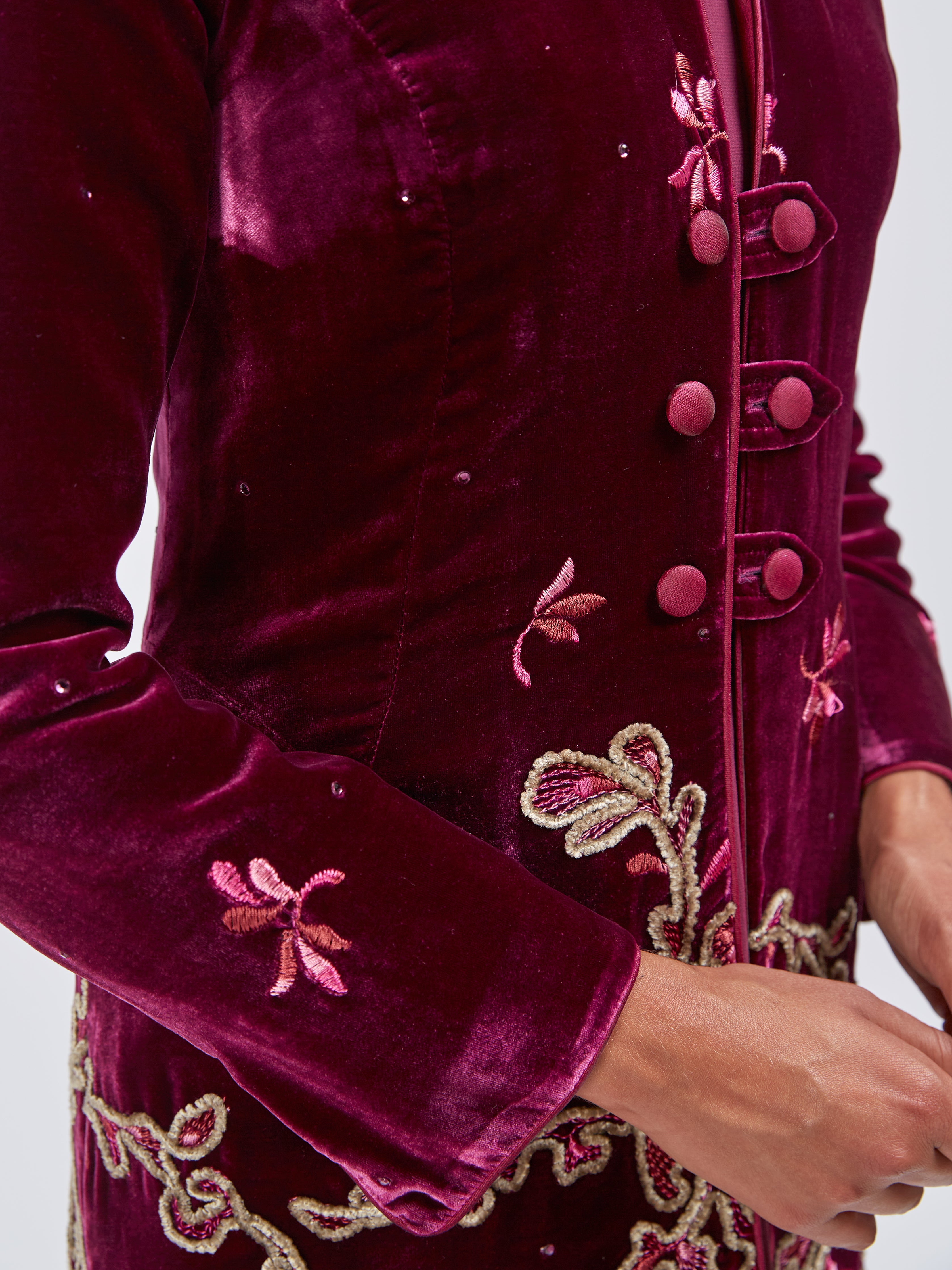 Westminster Coat Magenta Polyantha Silk Velvet