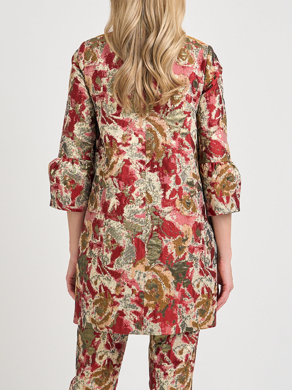 Short Duster Jacket  Red Gold Barnwell Brocade