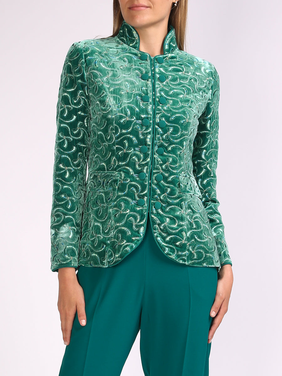 Trafalgar Jacket Emerald<br>Bows Silk Velvet