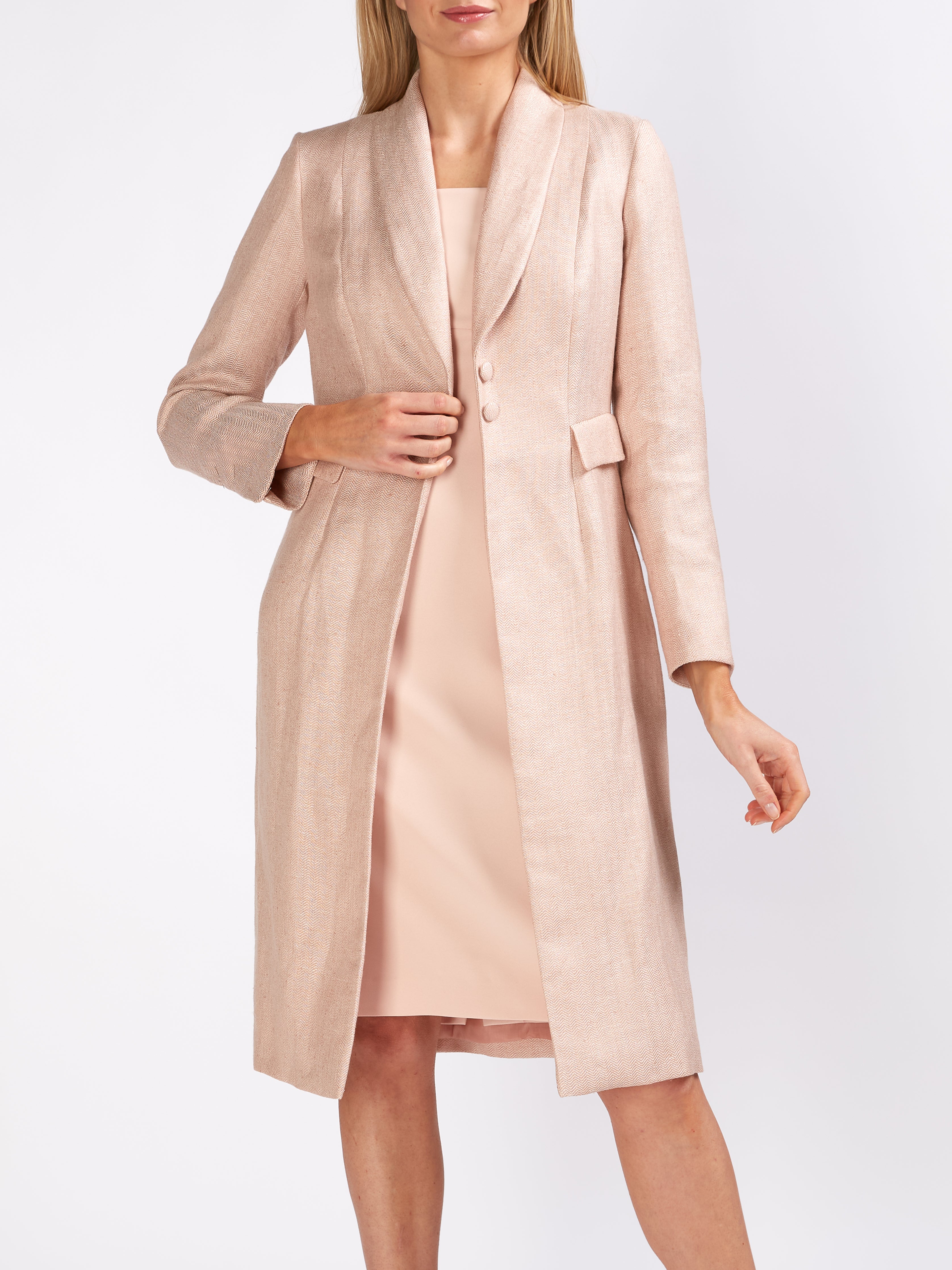 Shawl Collar Eton Coat Pink Randwick Silk Linen