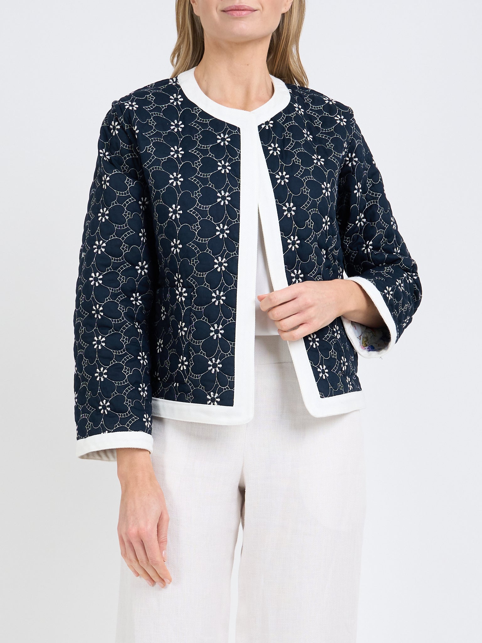 Reversible Balham Jacket Navy Multi Brampton Cotton