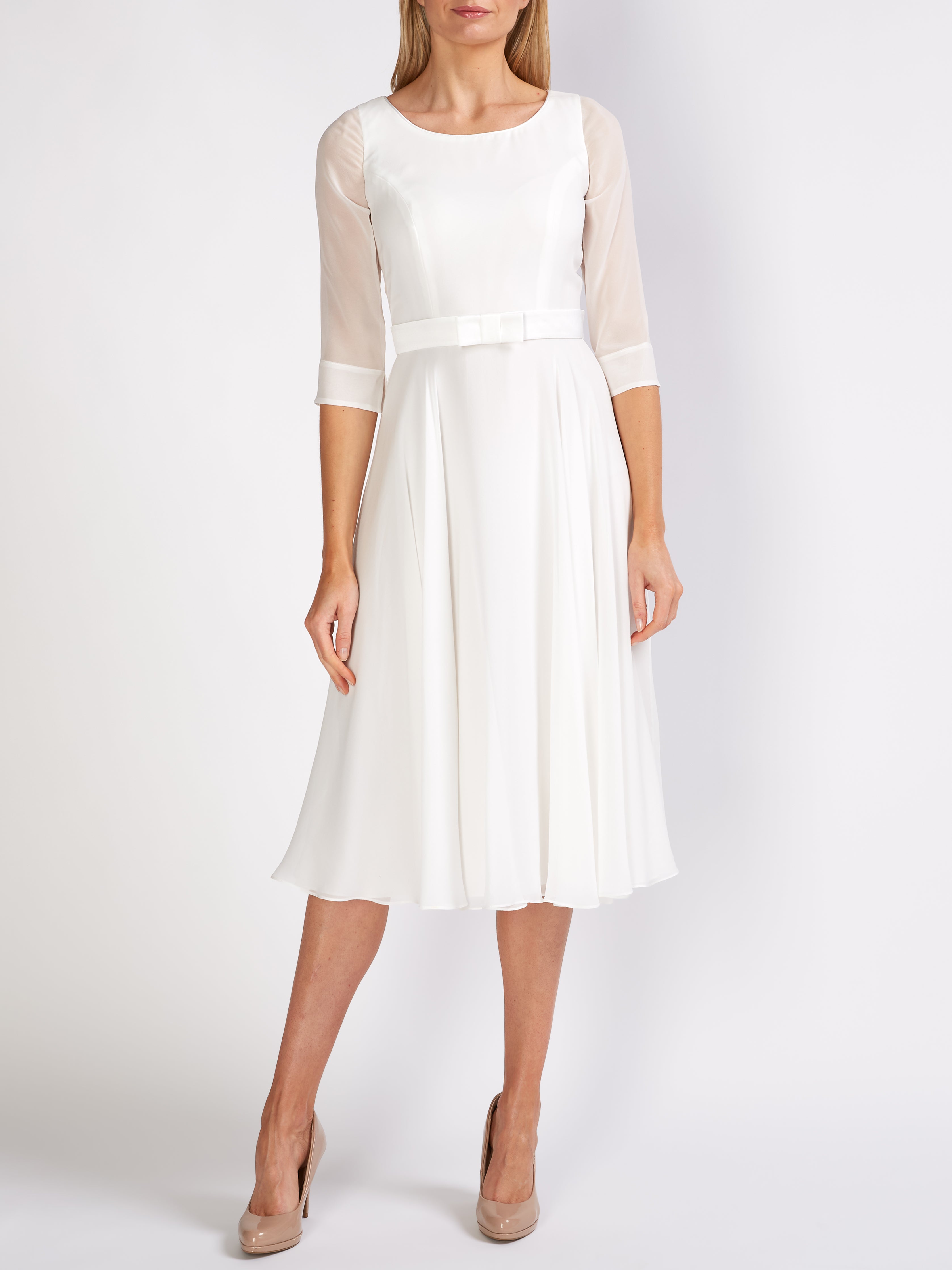 Serena Circle Dress Ivory Plain Silk Georgette