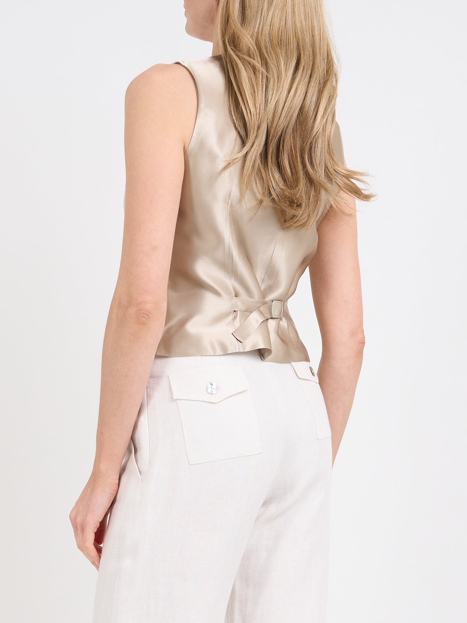 Waistcoat Single-Breasted Natural Flax Bee Linen