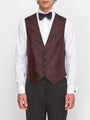 Burgundy Albert Silk Single Breasted 4 Button Piped Waistcoat