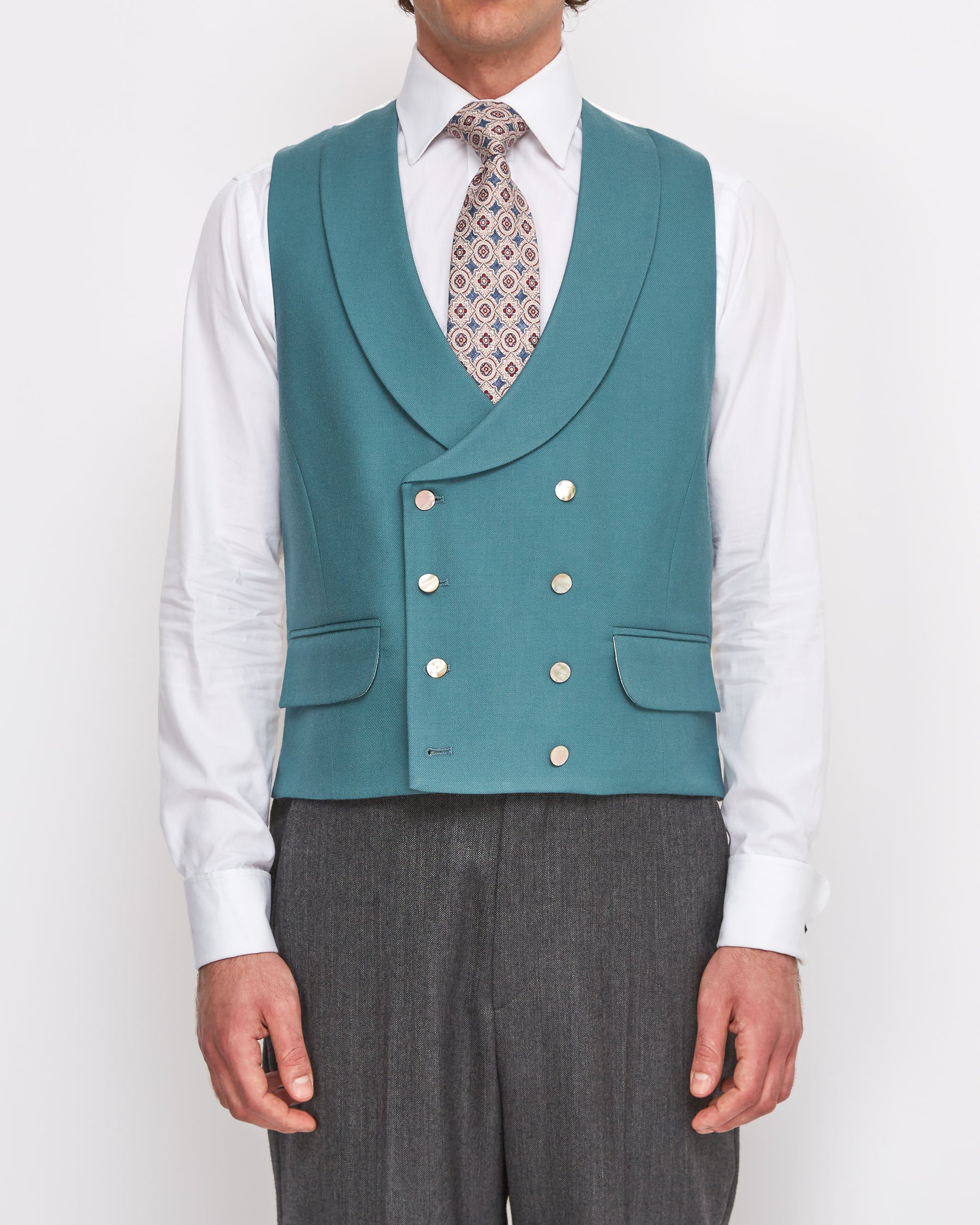 Pistachio Randwick Single Breasted Waistcoat with Piping