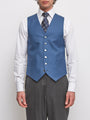 Airforce Blue Wool Single Breasted 6 Button Waistcoat