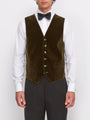 Cardamon Velvet Cotton Single Breasted 6 Button Piped Waistcoat