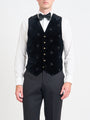Black Bees Velvet Single Breasted Waistcoat with Piping