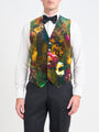 Multi Idris Floral Velvet Cotton Single Breasted Waistcoat