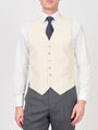 Cream Gabardine Wool Single Breasted 6 Button Waistcoat