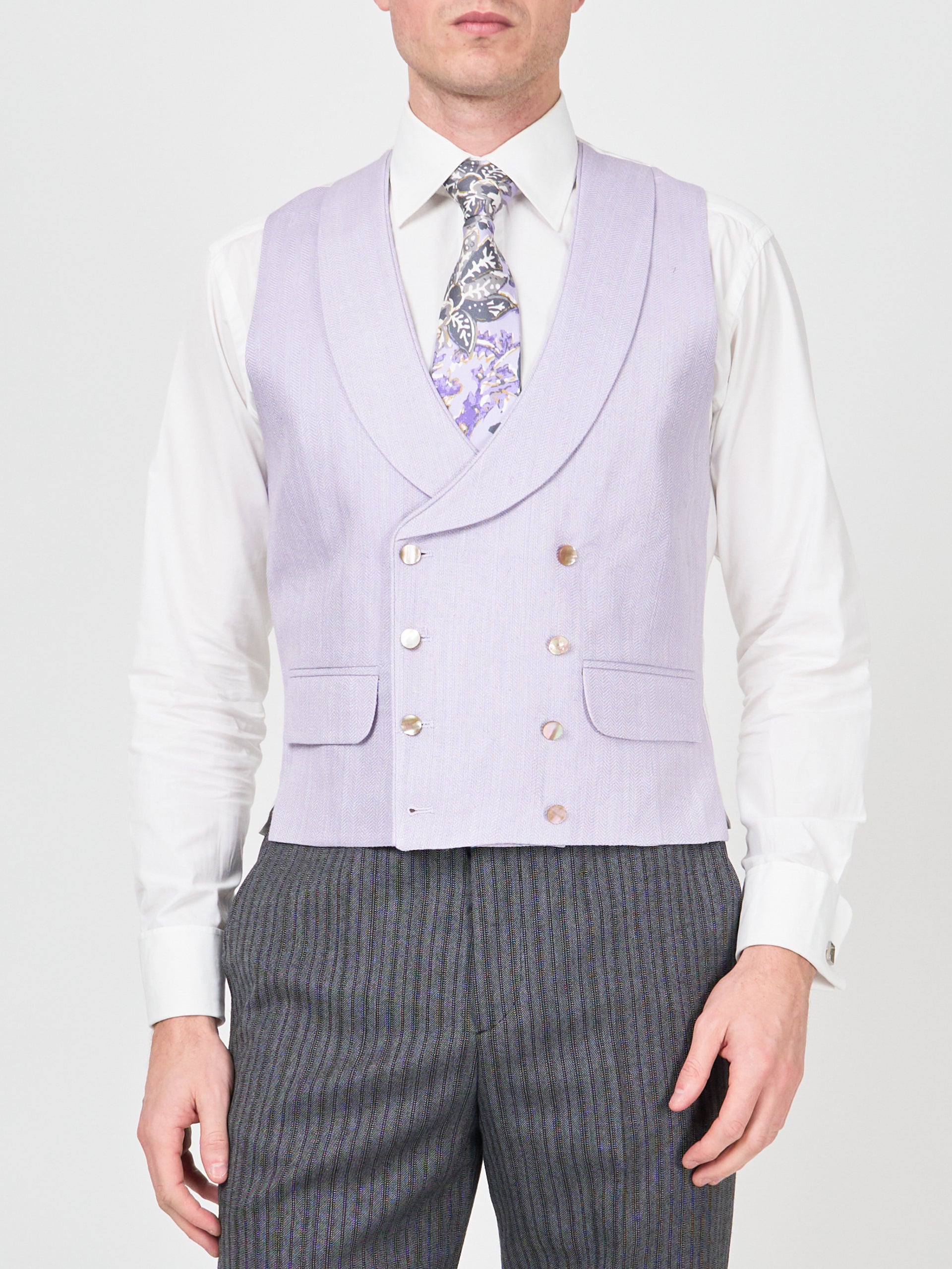 Lilac Randwick Double Breasted Waistcoat