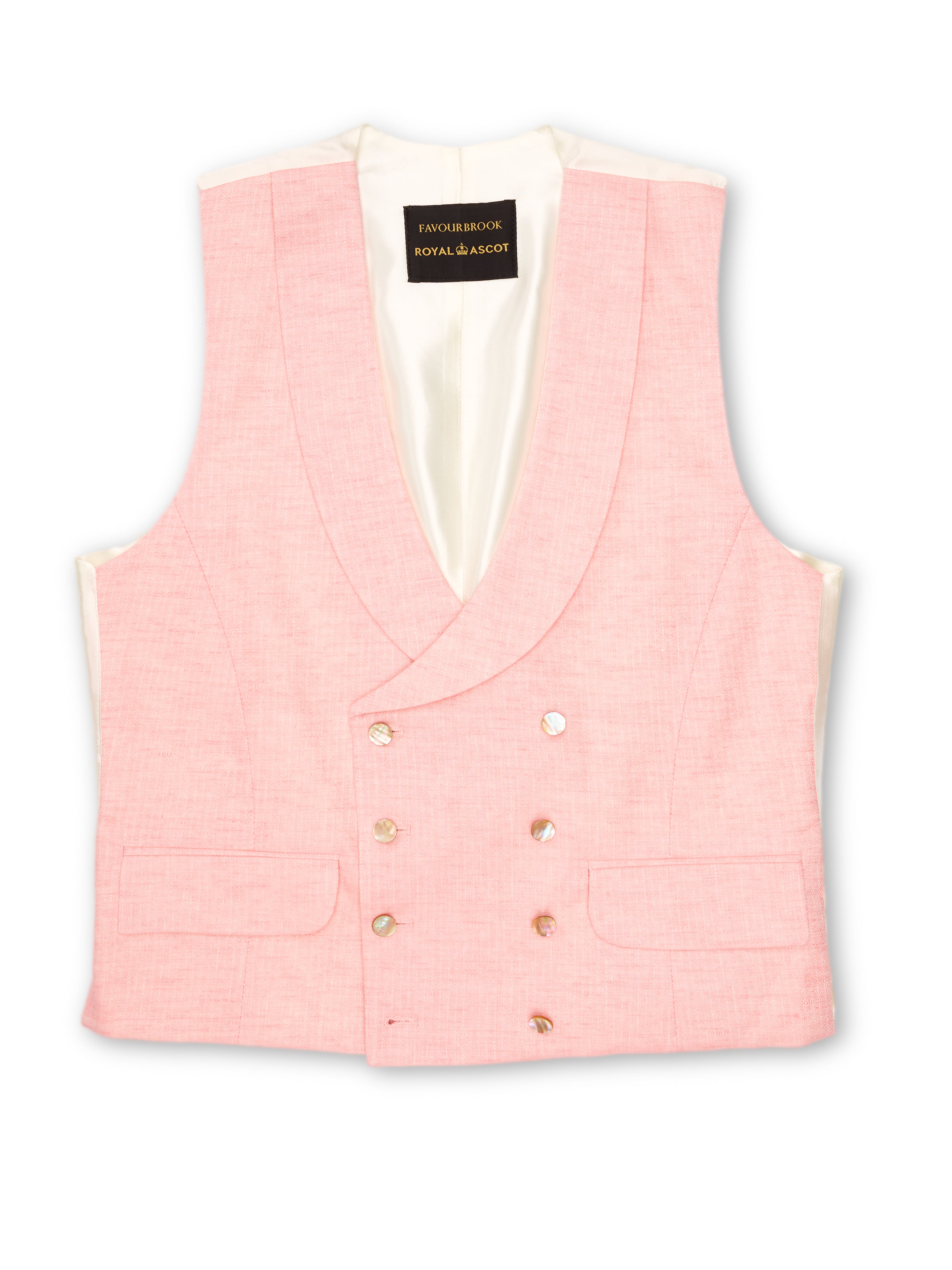 Pink Wolferton Double Breasted 8 Button Shawl Lapel Waistcoat