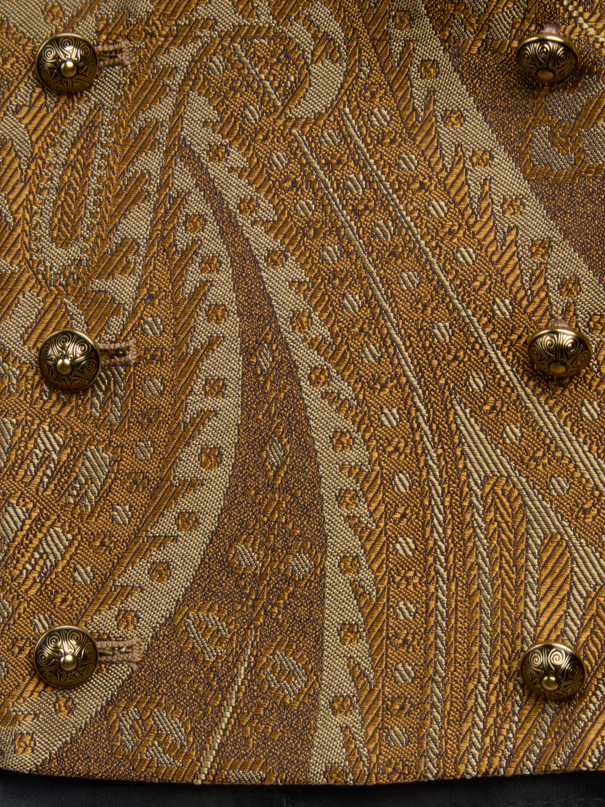 Gold Heathcote Paisley Double Breasted 8 Button Shawl Lapel Waistcoat