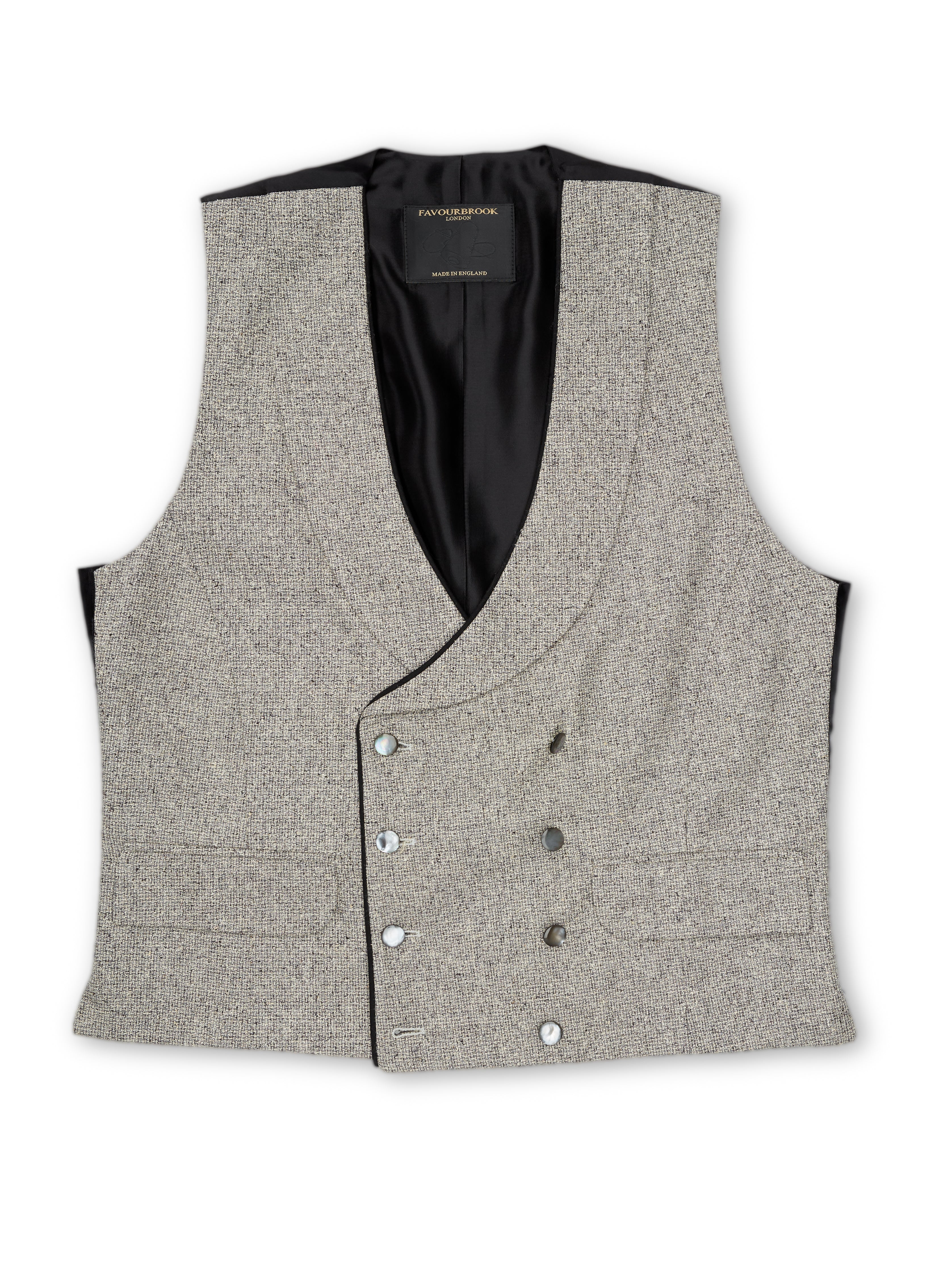 Osterley Grey Double Breasted 8 Button Shawl Lapel Piped Waistcoat