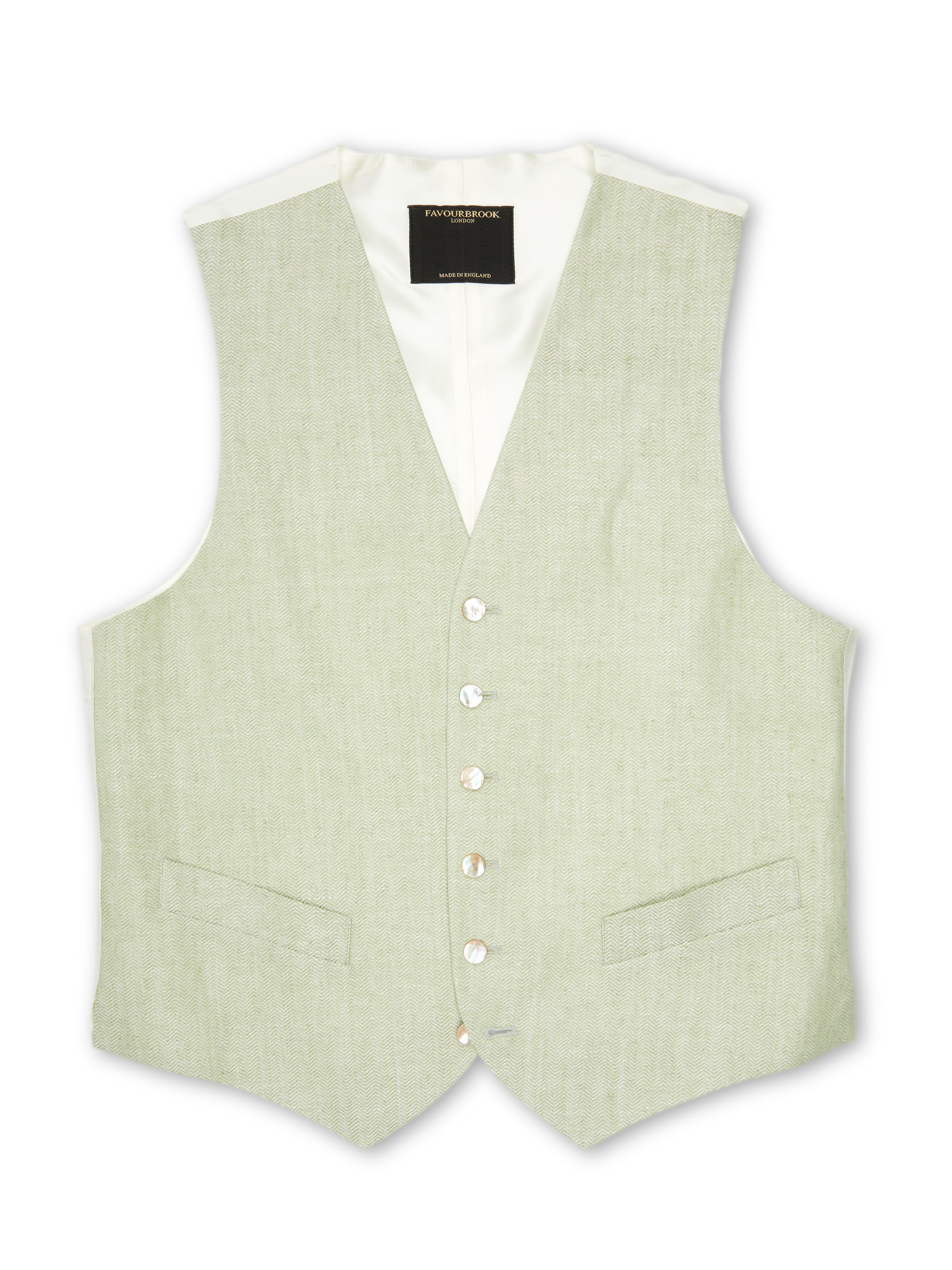 Sage Green Randwick Single Breasted 6 Button Piped Wiastcoat