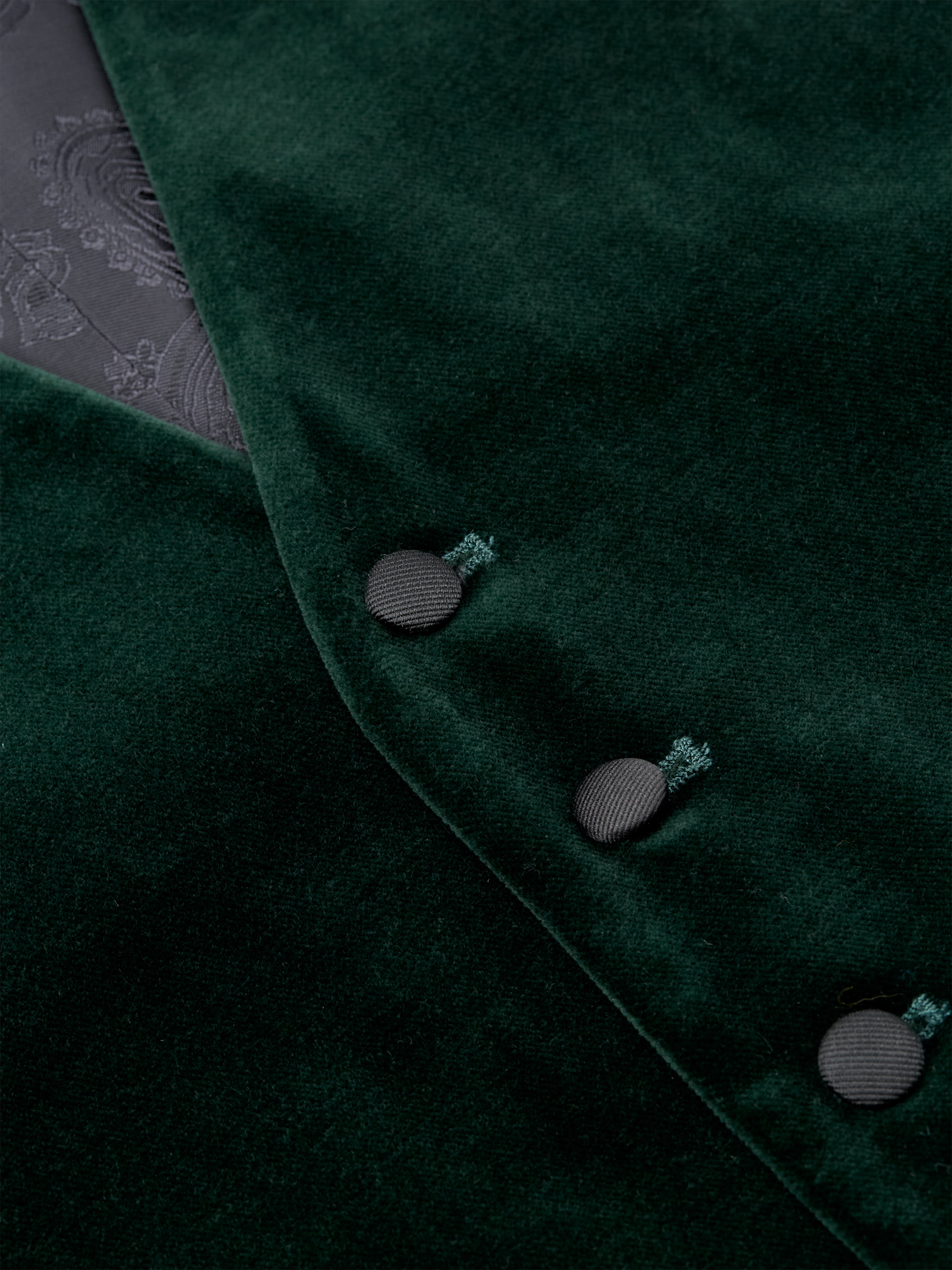 Racing Green Velvet Cotton Single Breasted 6 Button Waistcoat