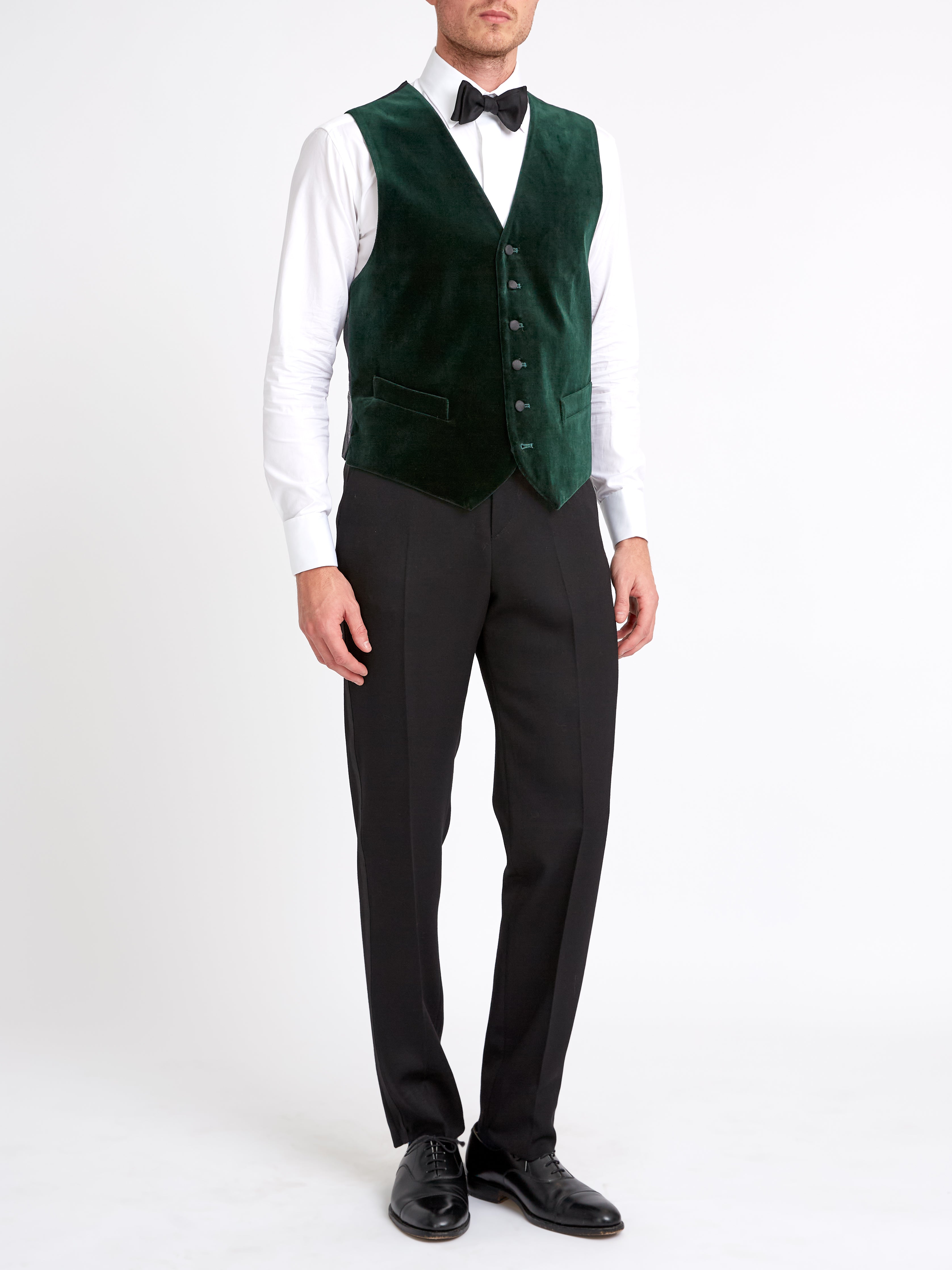 Racing Green Velvet Cotton Single Breasted 6 Button Waistcoat