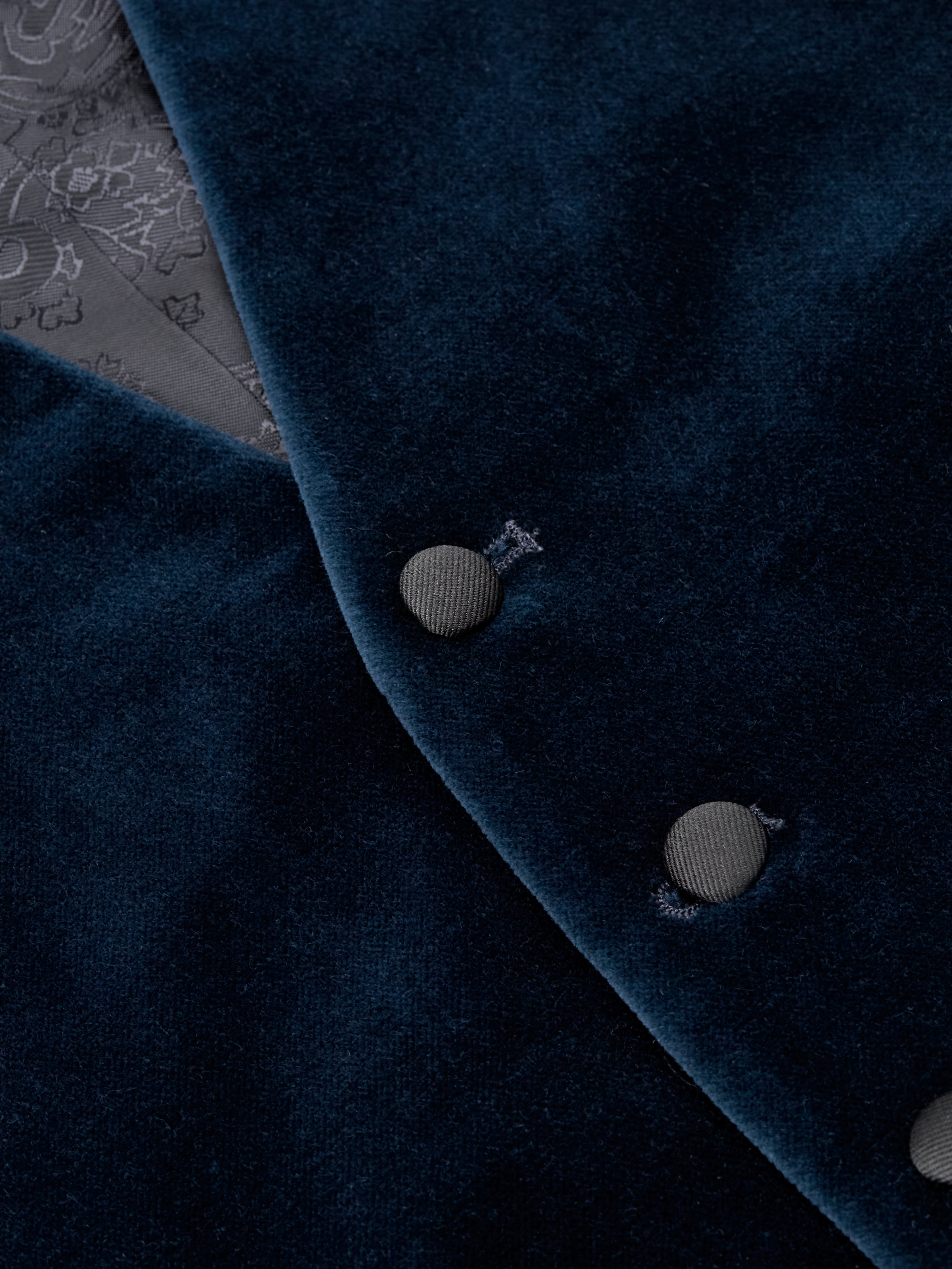 Sapphire Blue Velvet Cotton Single Breasted 6 Button Waistcoat ...