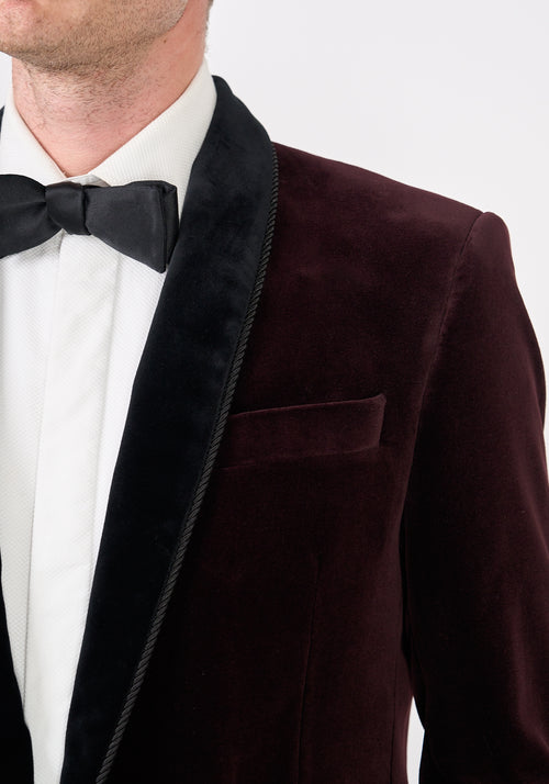 Claret Velvet Single Breasted Grosvenor Smoking Jacket
