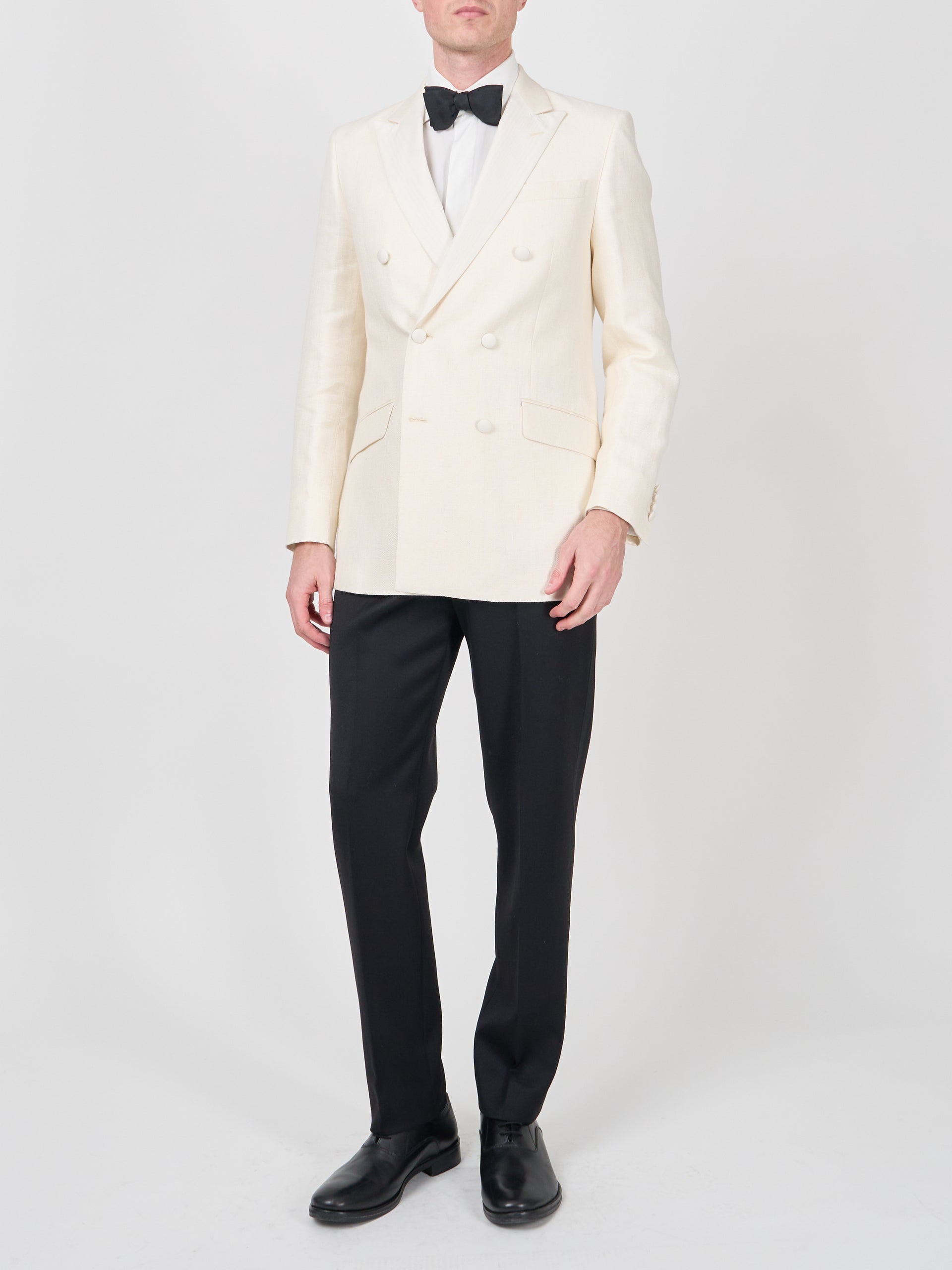 Ivory Randwick Linen Double Breasted Dinner Jacket