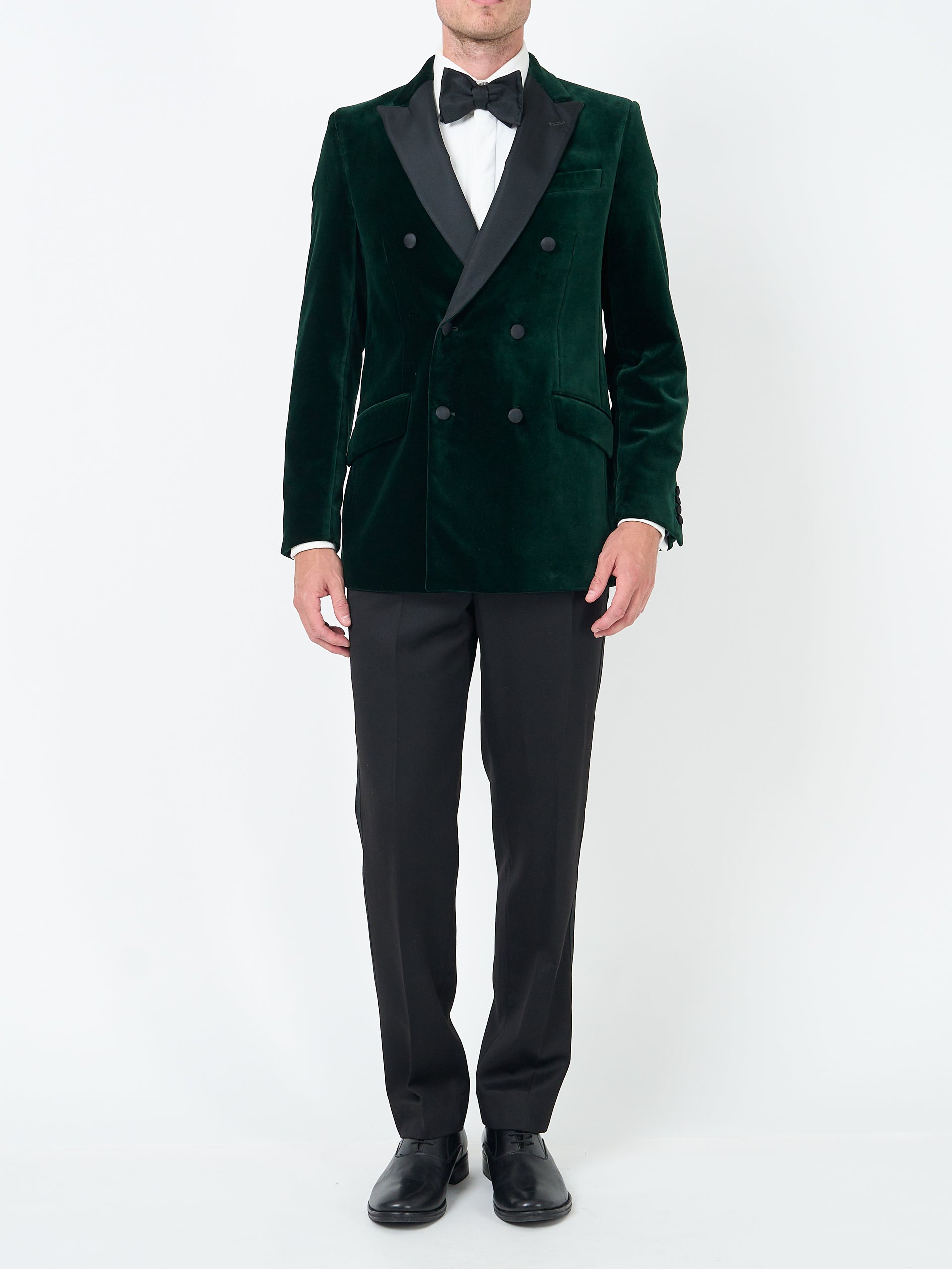 Racing Green Velvet Cotton Double Breasted Dinner Jacket