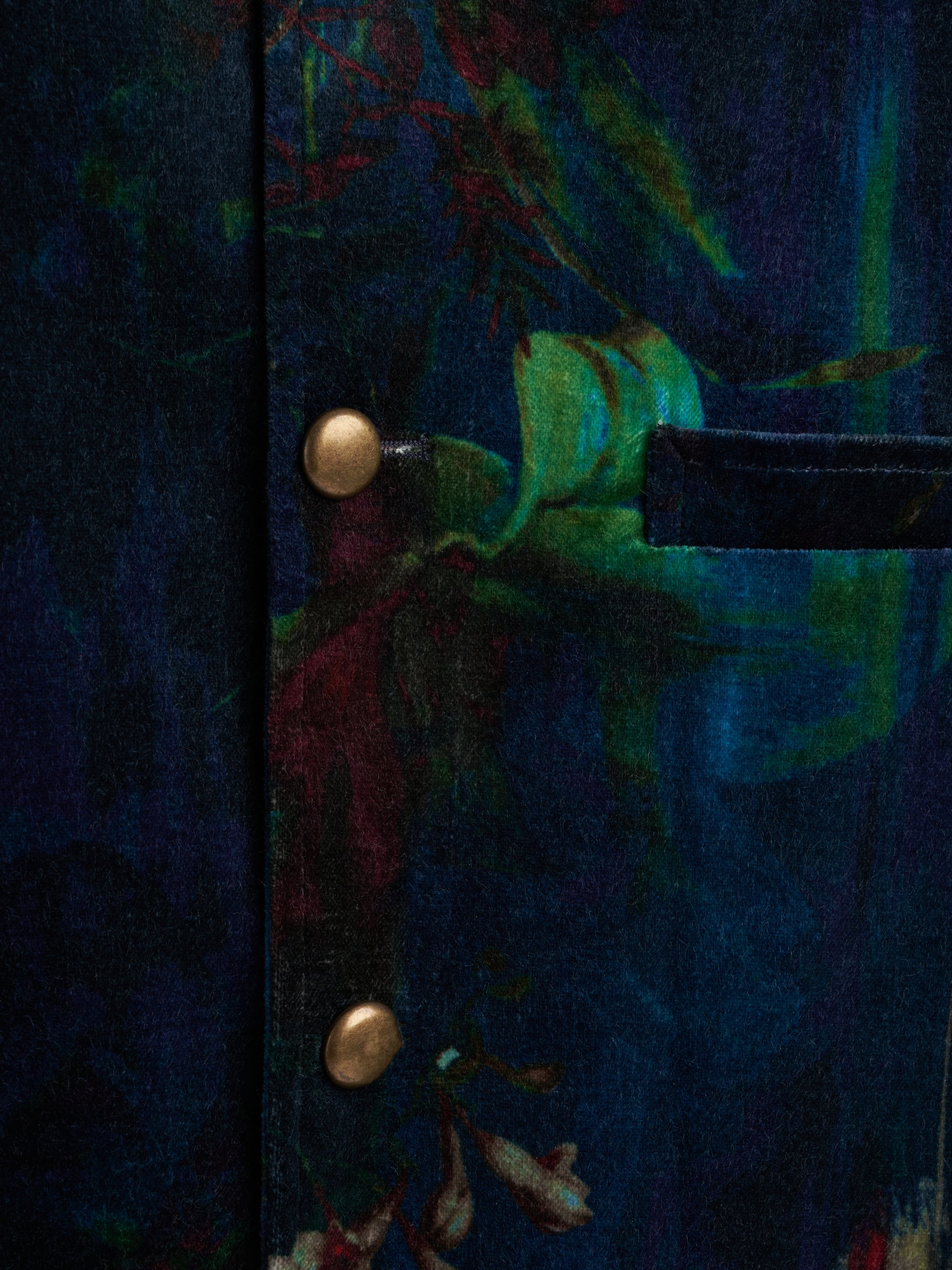 Midnight Idris Floral Velvet Cotton Artist Jacket