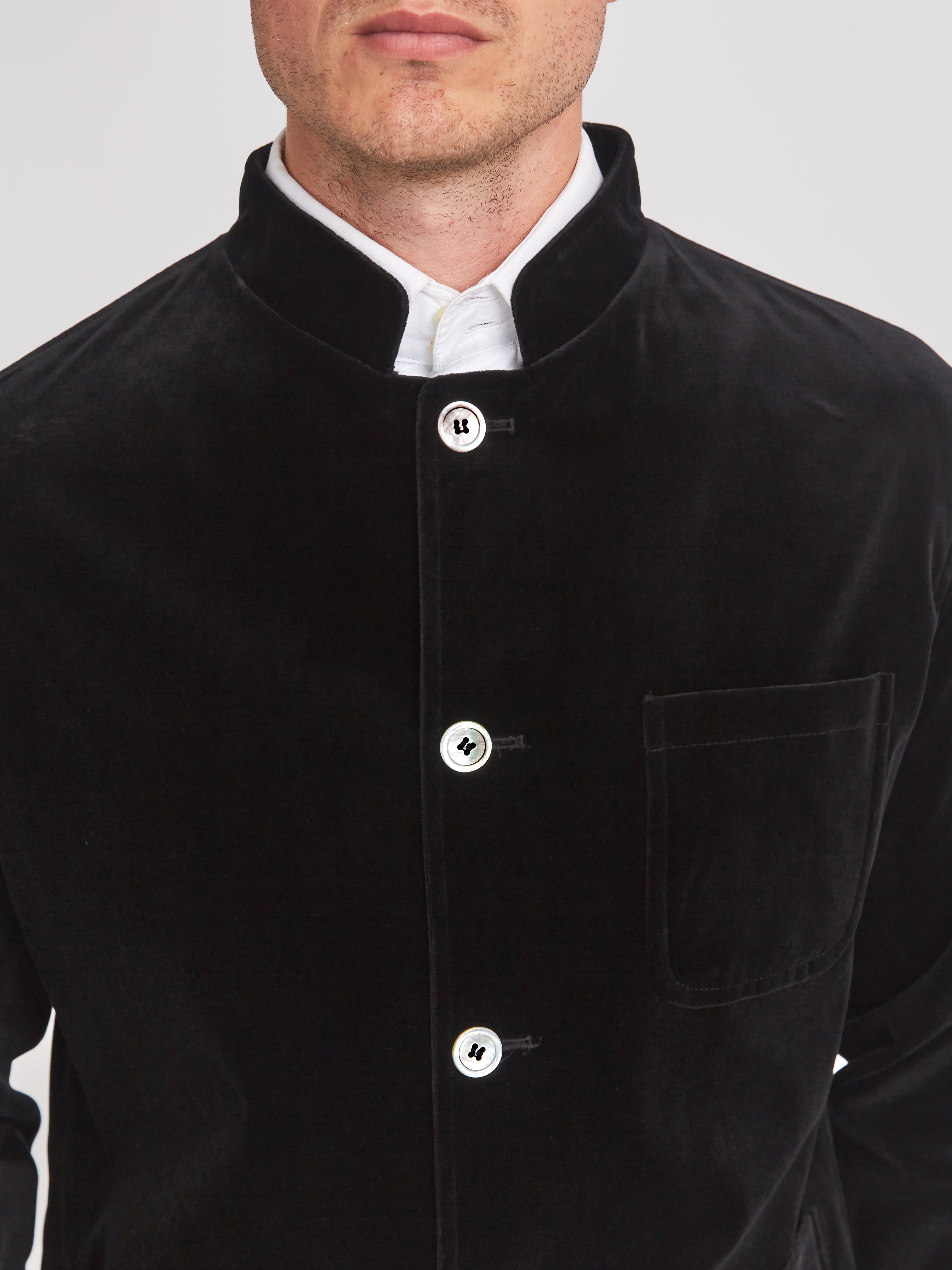 Black Velvet Cotton Artist Jacket