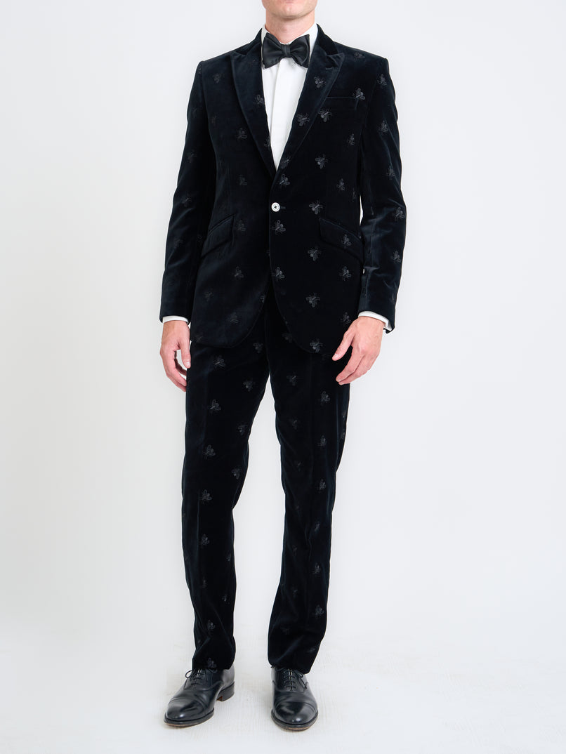 Black Bees Velvet Newport Jacket