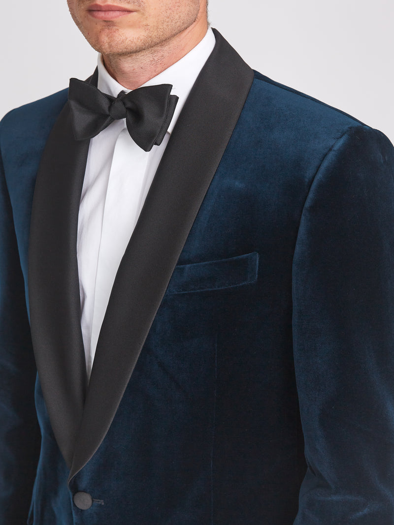 Sapphire Blue Velvet Shawl Lapel Dinner Jacket