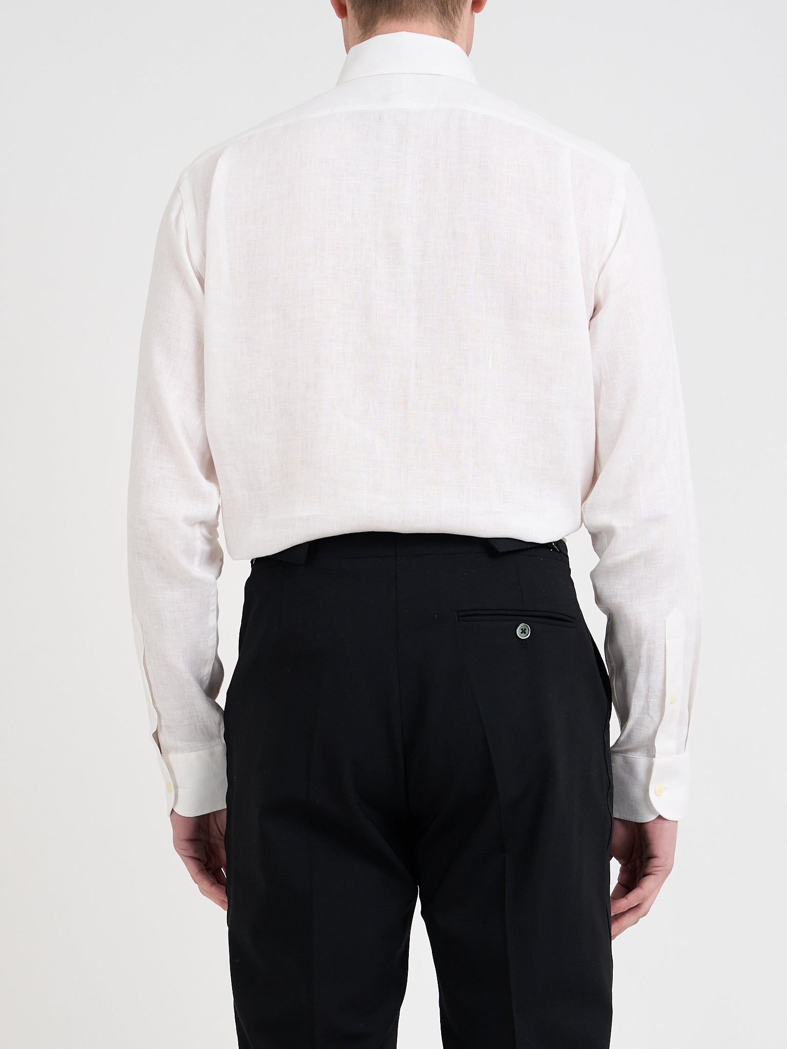 White Bridford Linen Pintuck Dress Shirt